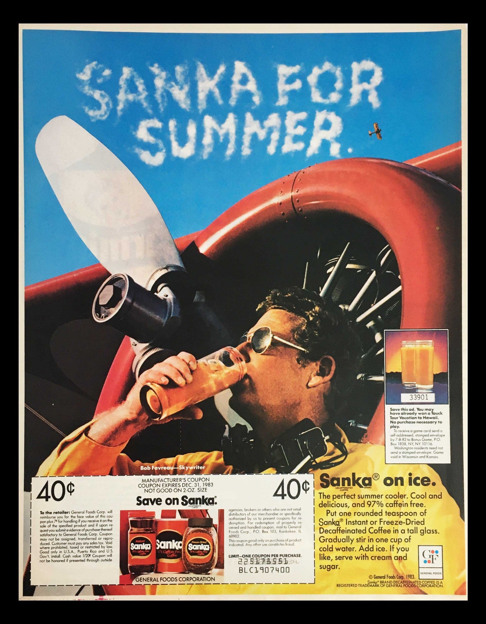 1983 Sanka Instant Coffee feat. Bob Favreau Circular Coupon Advertisement