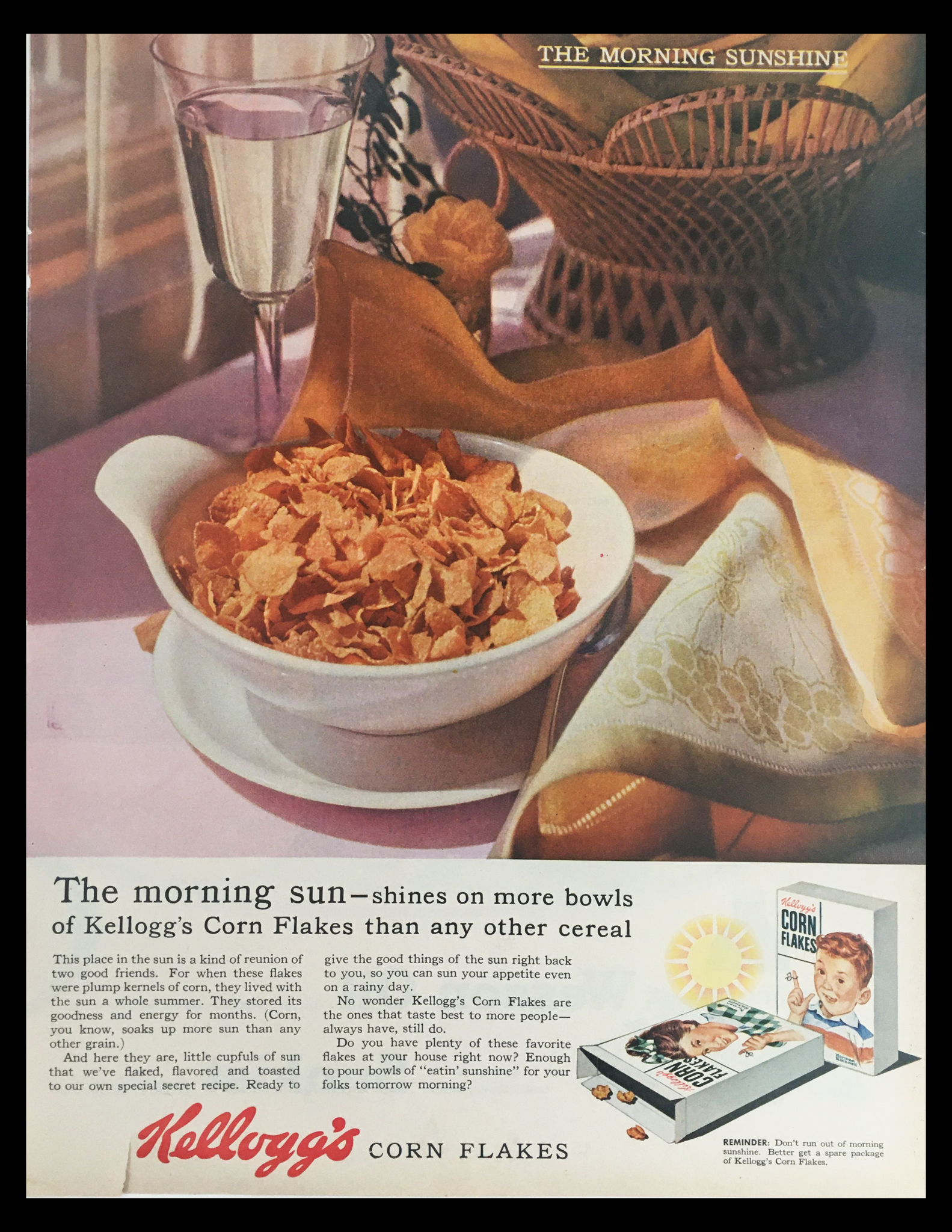 1956 Kellogg's Corn Flakes Cereals Vintage Print Ad