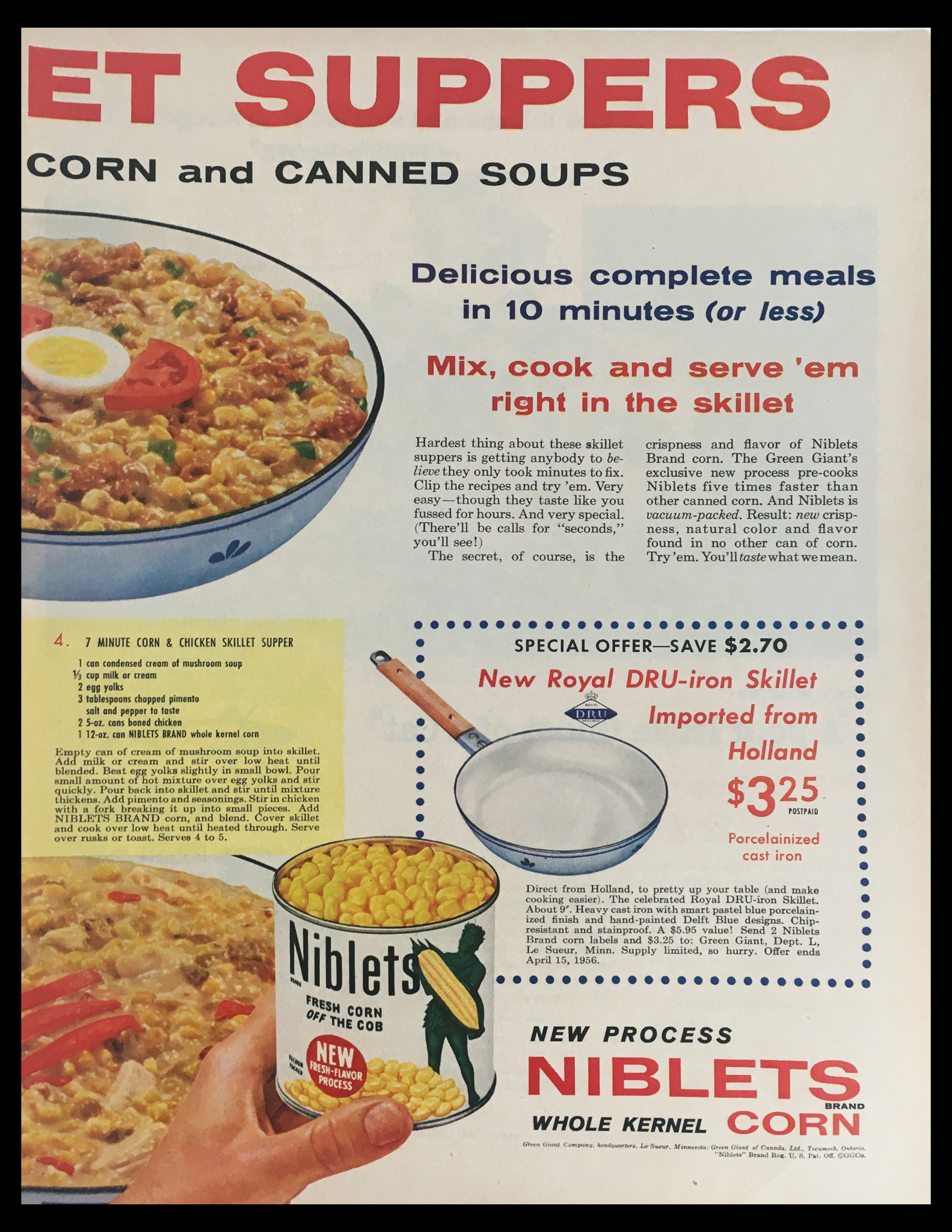 1956 Niblet's Brand Whole Kernel Corn Vintage Print Ad