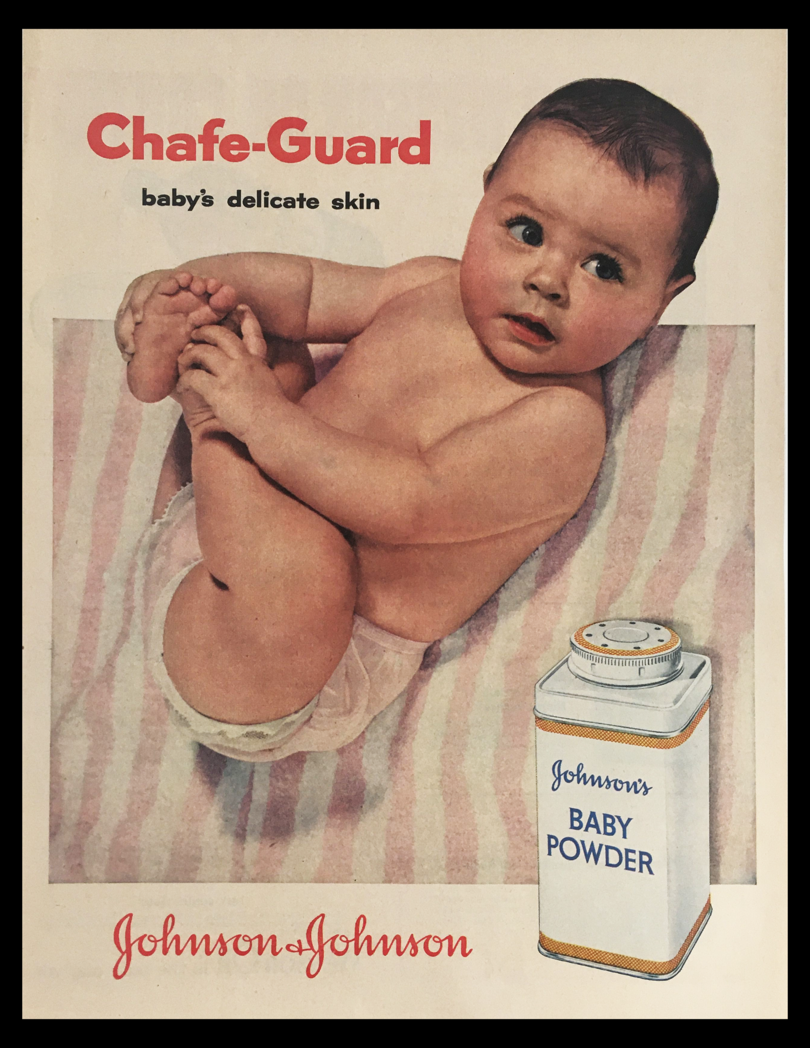 1956 Johnson & Johnson's Baby Powder Vintage Print Ad