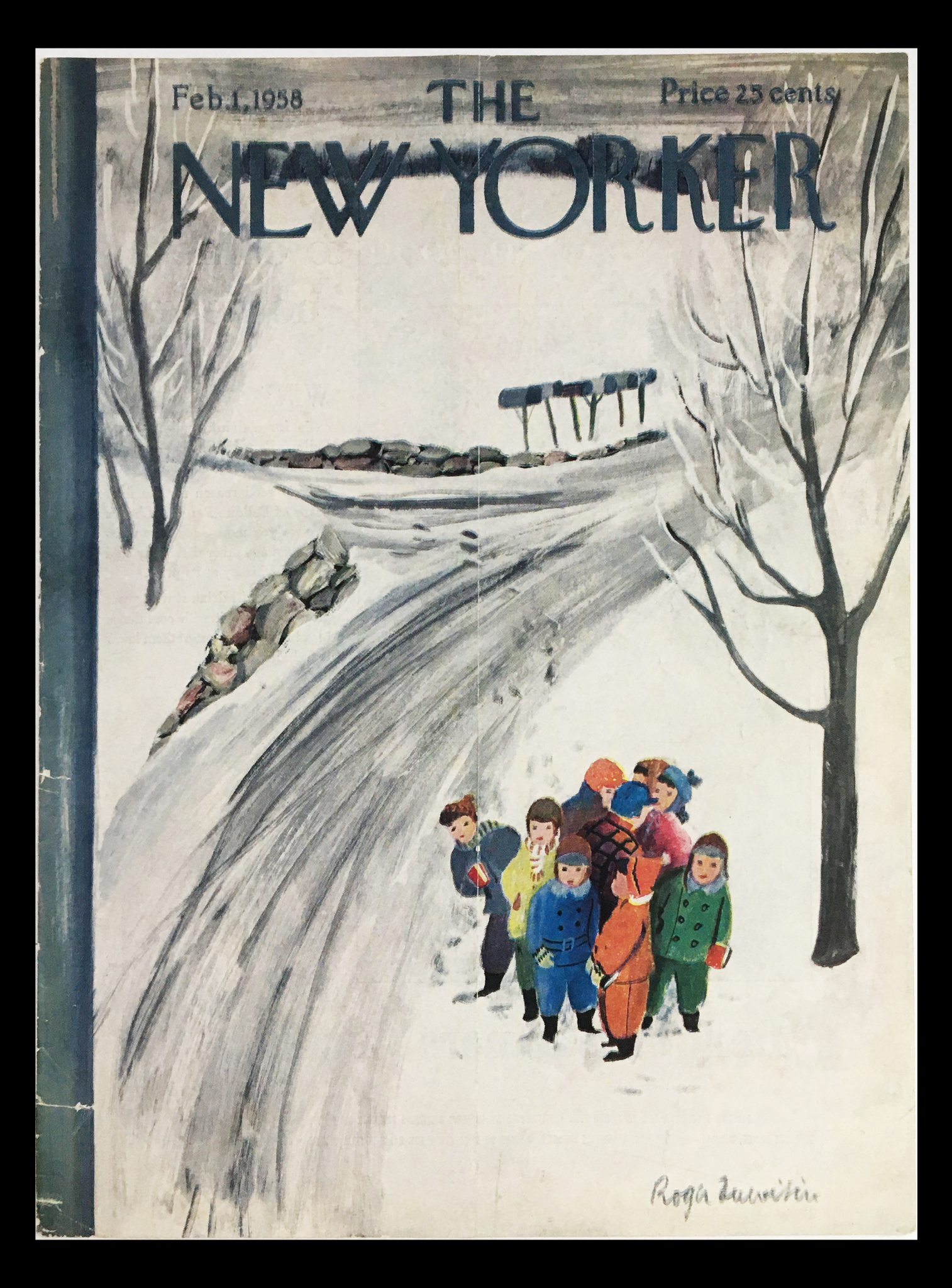 COVER ONLY The New Yorker February 1 1958 Full Cover Theme by Roger Duvoisin