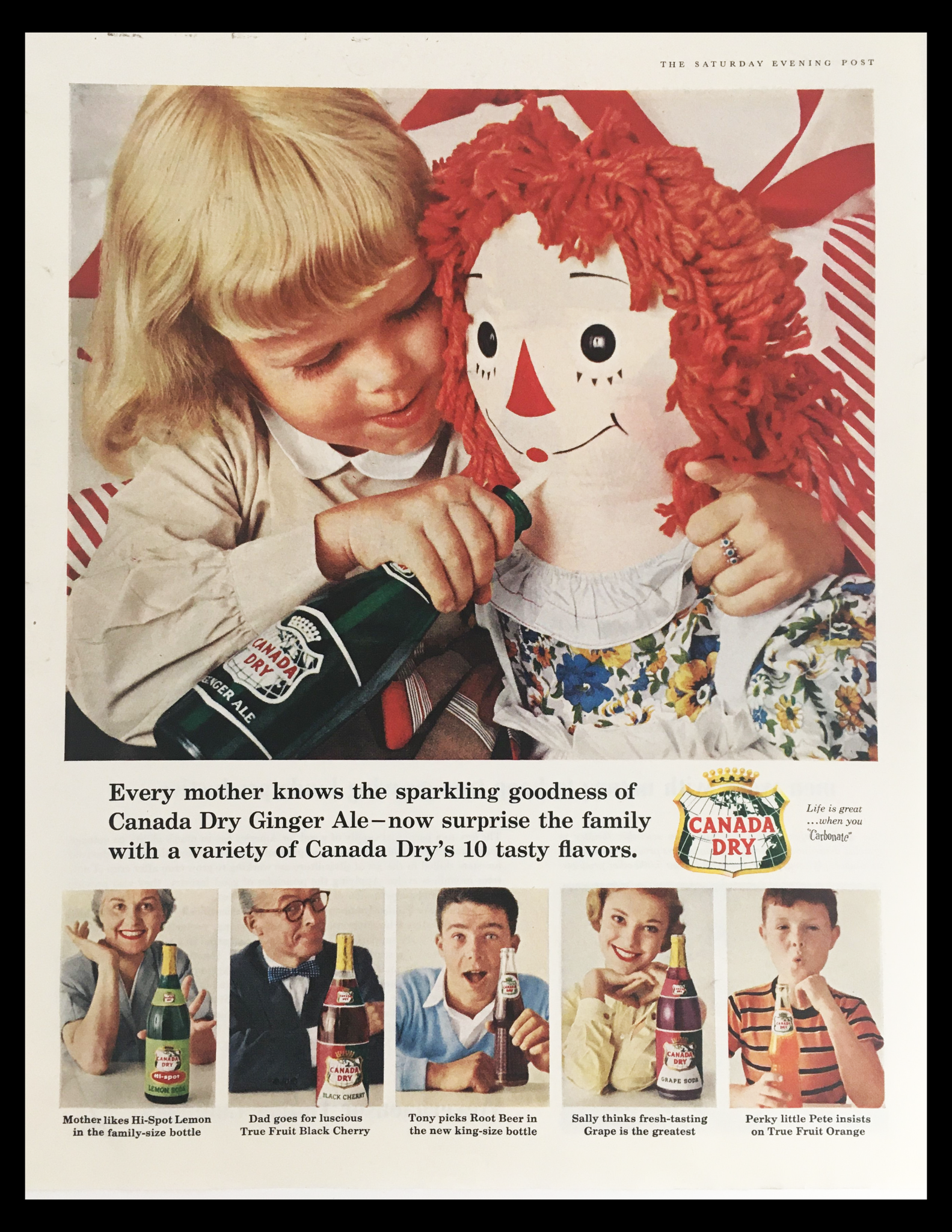 1956 Canada Dry Ginger Ale Tasty Flavors Vintage Print Ad