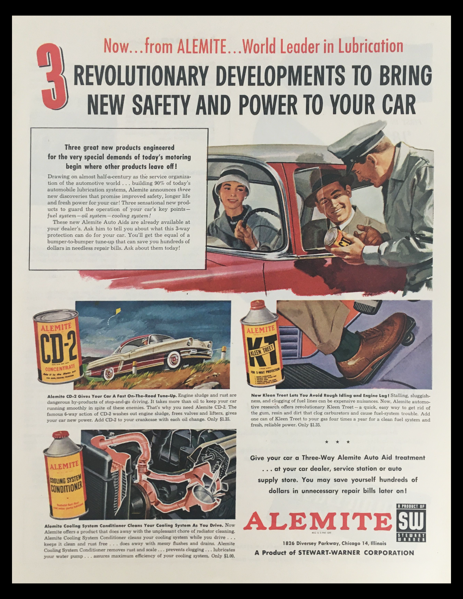 1956 Alemite World Leader Lubrication Vintage Print Ad