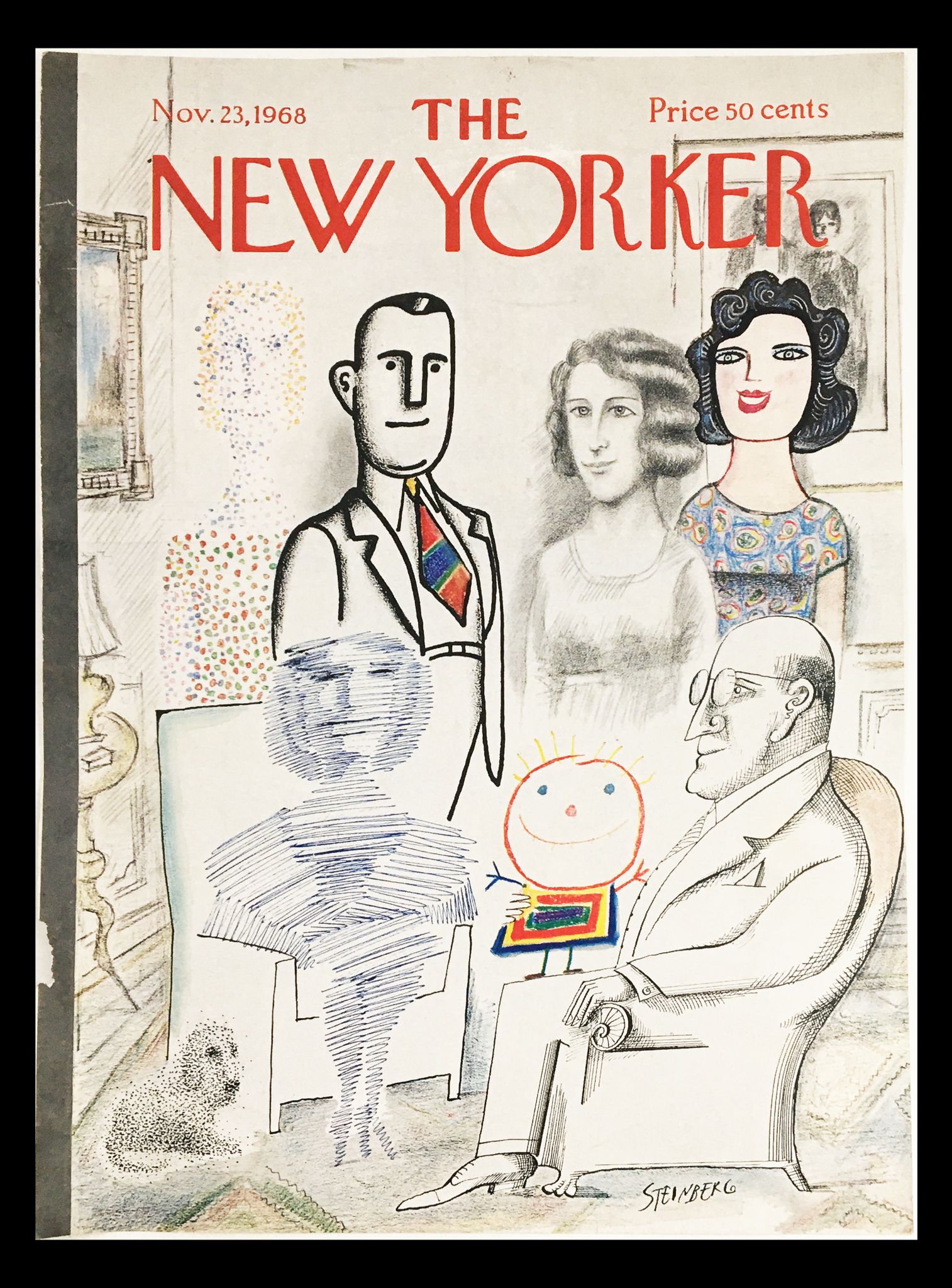 COVER ONLY The New Yorker November 23 1968 Full Cover Theme by Saul Steinberg