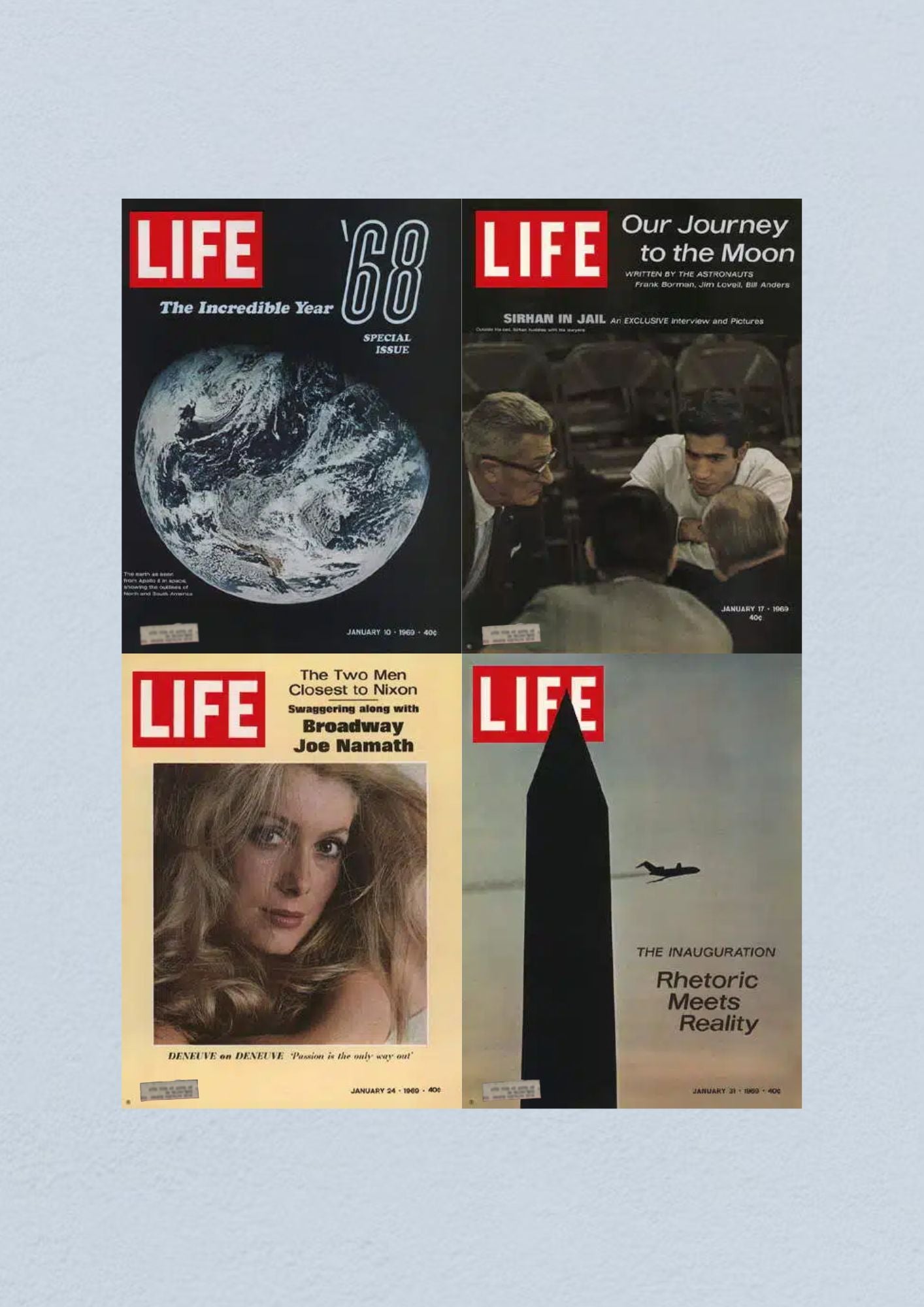 Life Magazine Lot of 4 Full Month January 1969 10, 17, 24, 31 Space Race Era