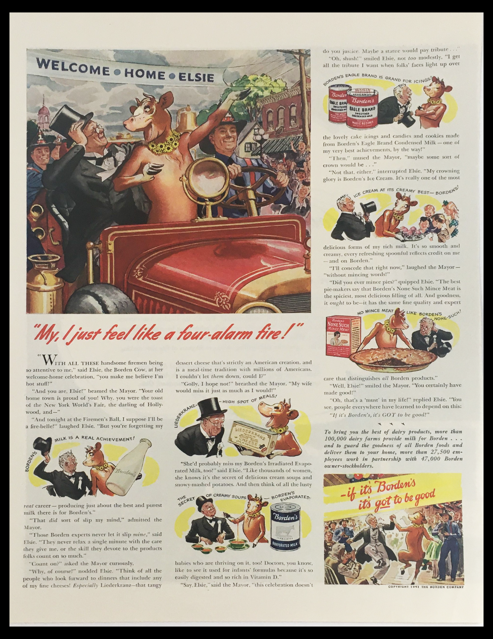 1941 The Borden Company Evaporated Milk Vintage Print Ad