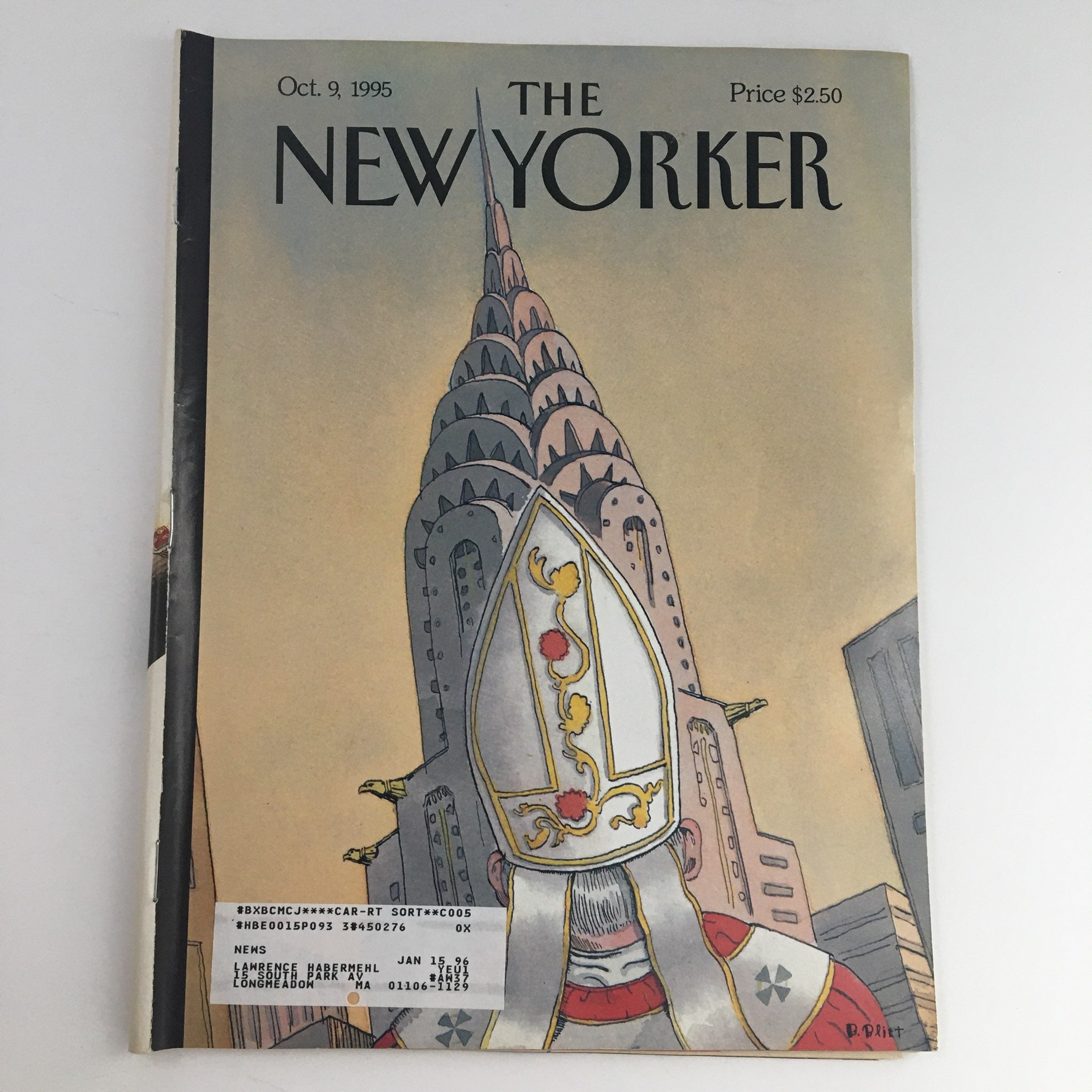 The New Yorker October 9 1995 Full Magazine Theme Cover by Barry Blitt