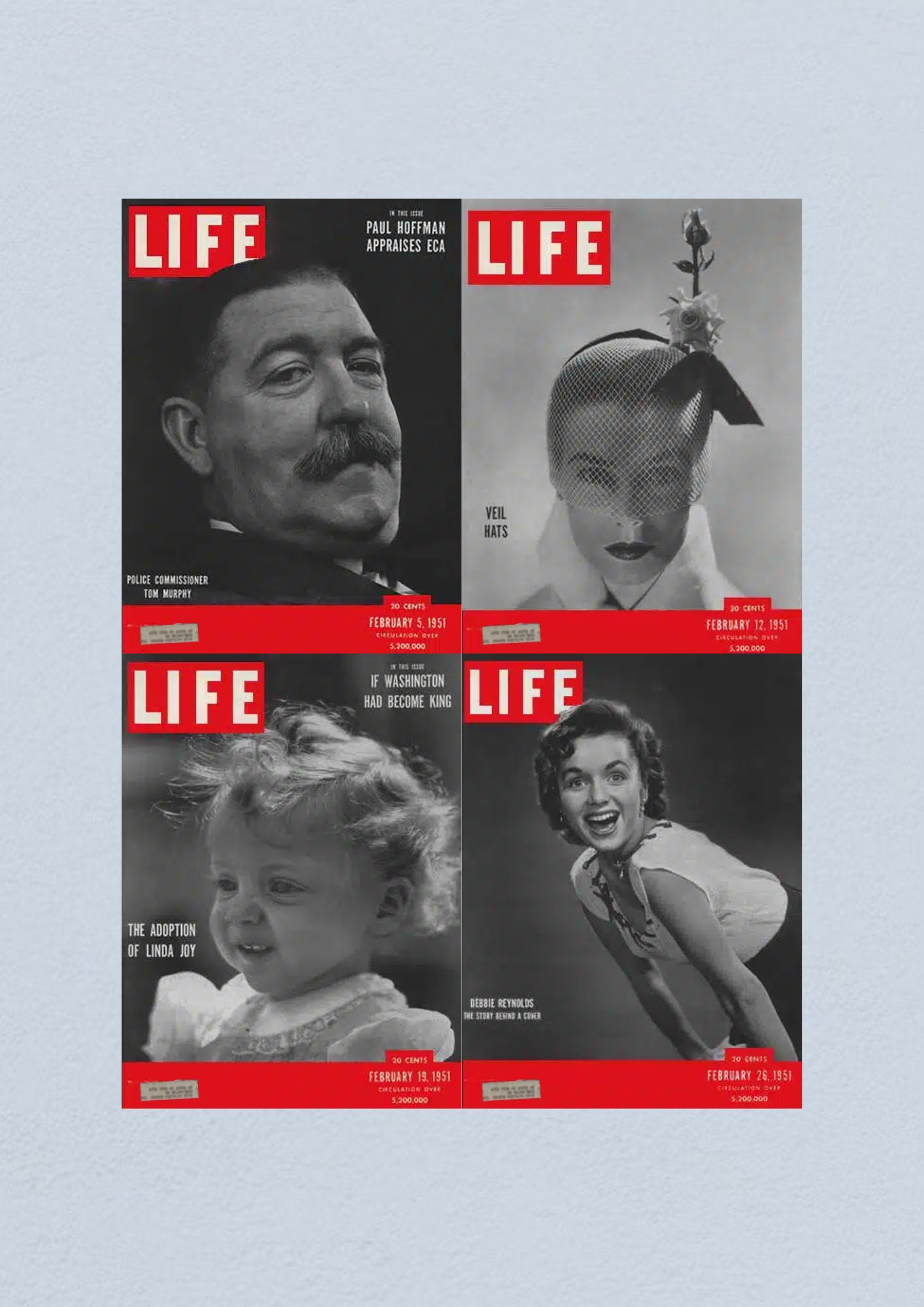 Life Magazine Lot of 4 Full Month February 1951 5, 12, 19, 26