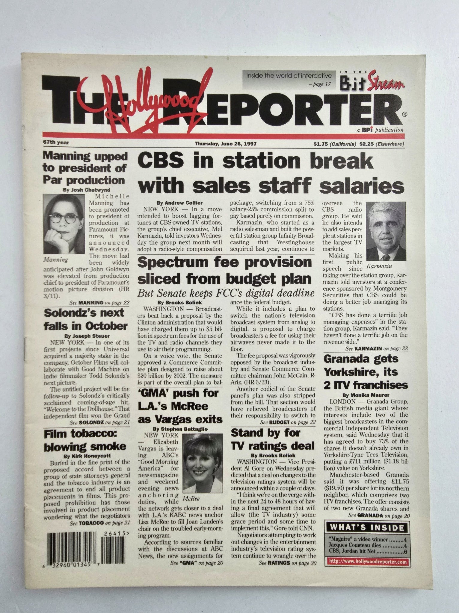 The Hollywood Reporter Magazine June 26 1997 CBS in Station Break No Label