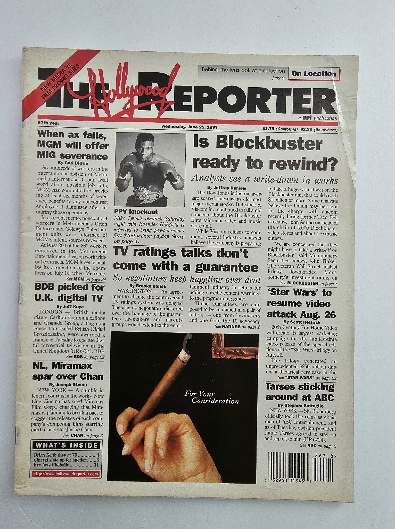 The Hollywood Reporter Magazine June 25 1997 Mike Tyson's Rematch No Label