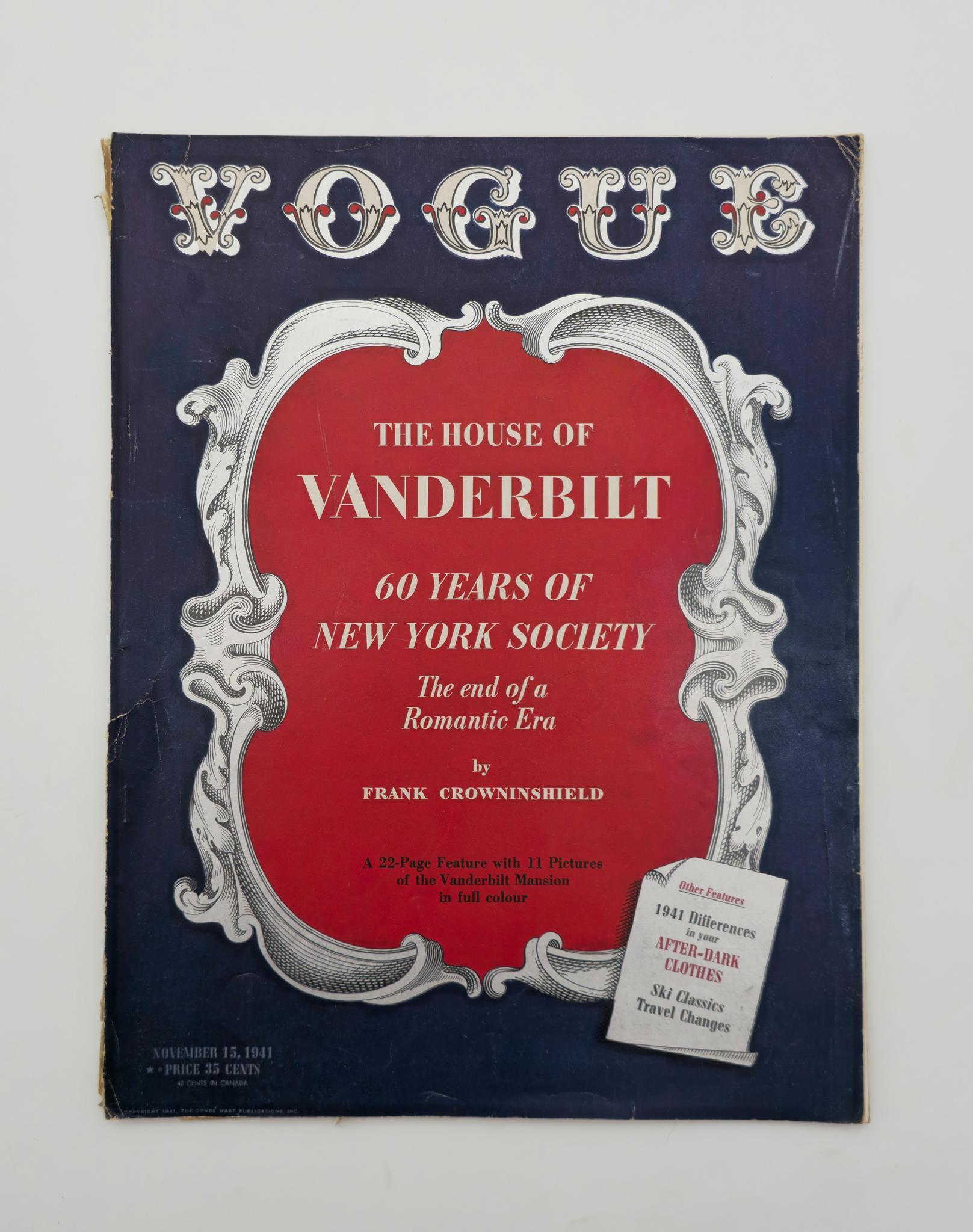 VTG Vogue Magazine November 15 1941 The House of Vanderbilt