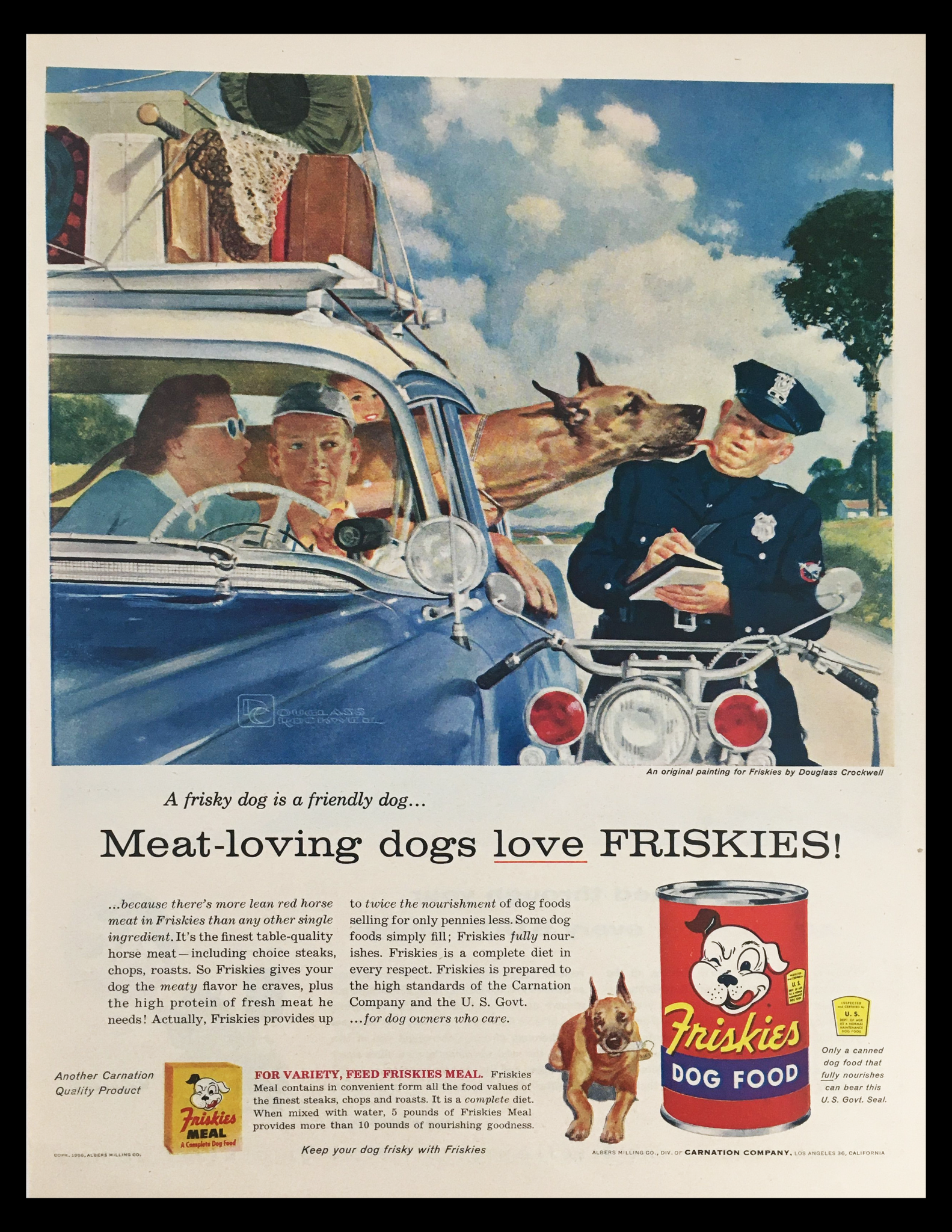 1956 Friskies Dog Meal Food Vintage Print Ad