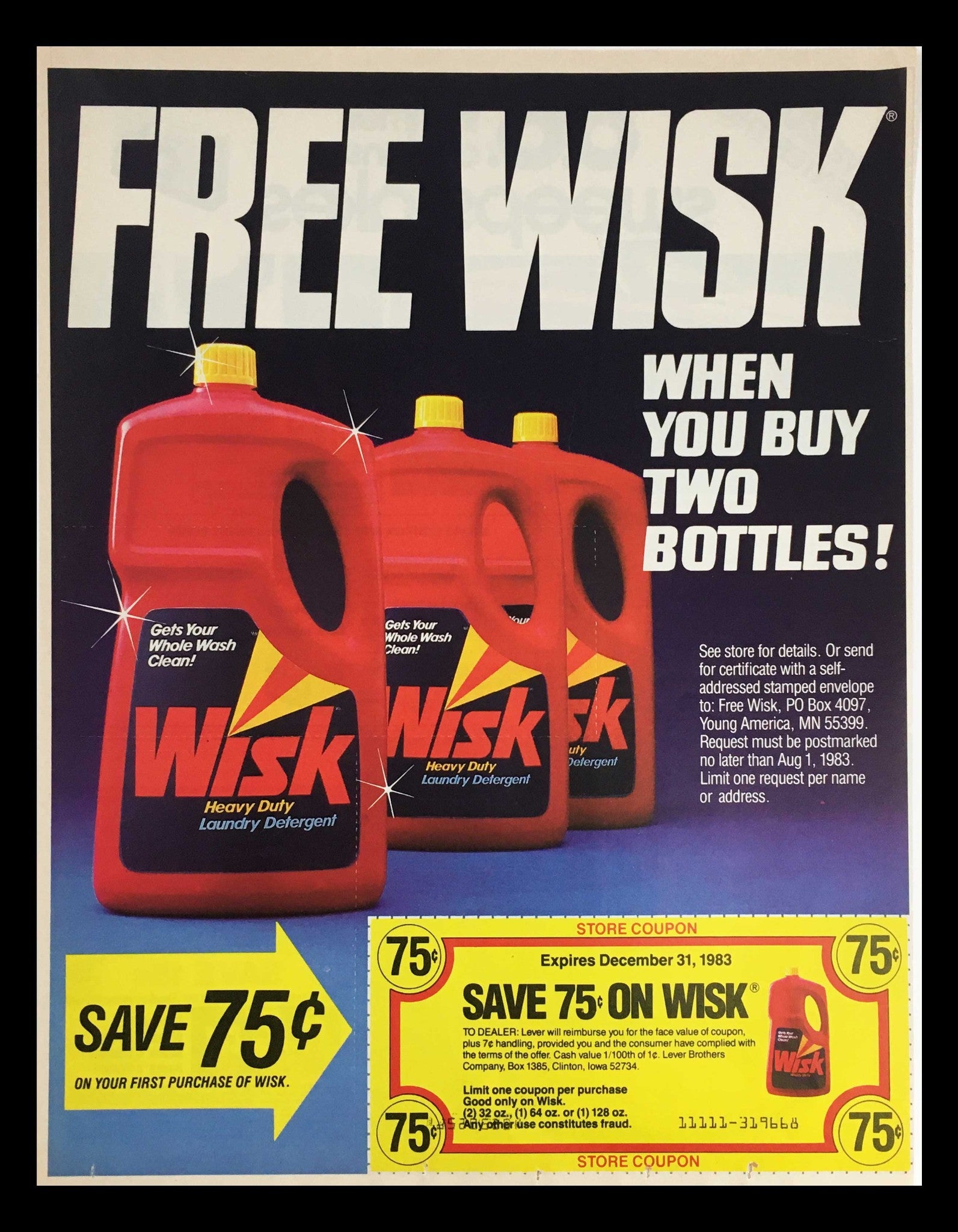 1983 Wisk Heavy Duty Laundry Detergent Circular Coupon Advertisement