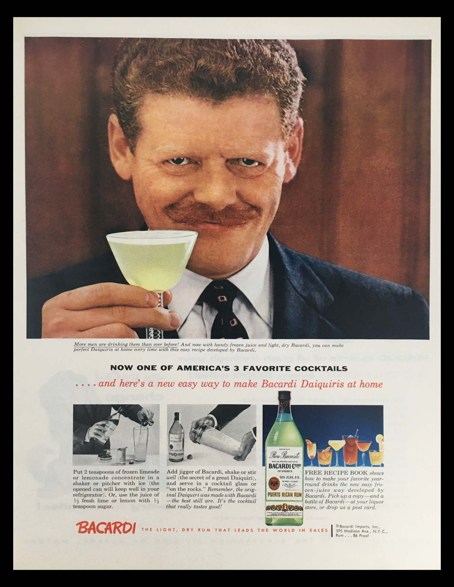 1956 Ron Bacardi Puerto Rican Rum Vintage Print Ad