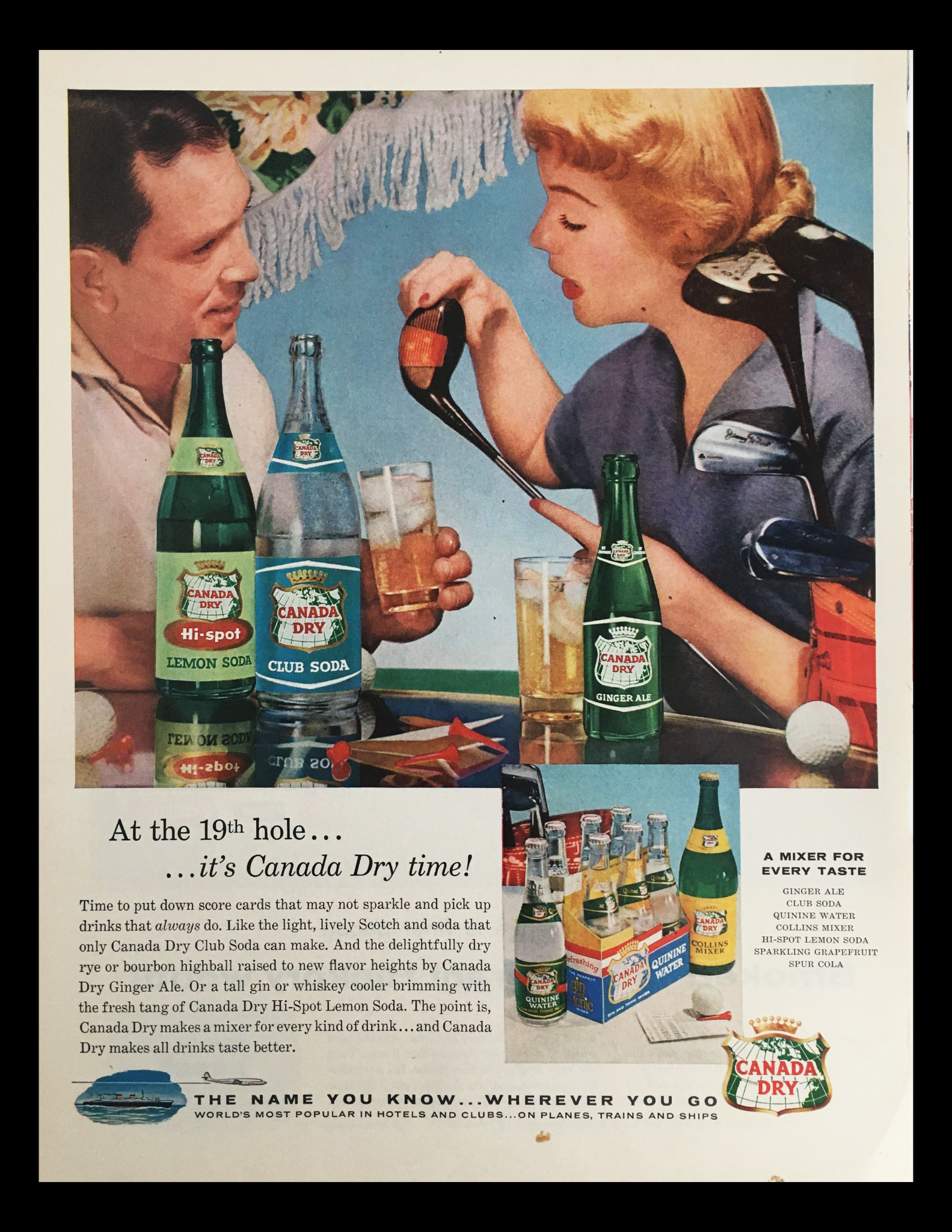 1956 Canada Dry Club Soda Vintage Print Ad