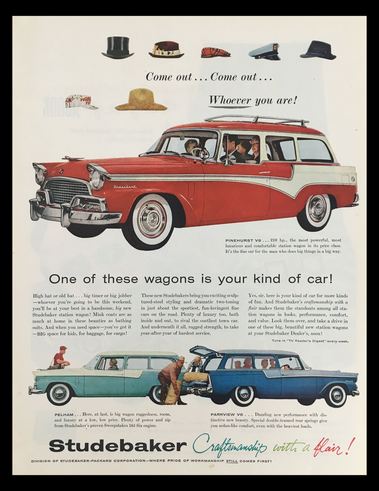 1956 Studebaker Pelham Parkview V8 Vintage Print Ad