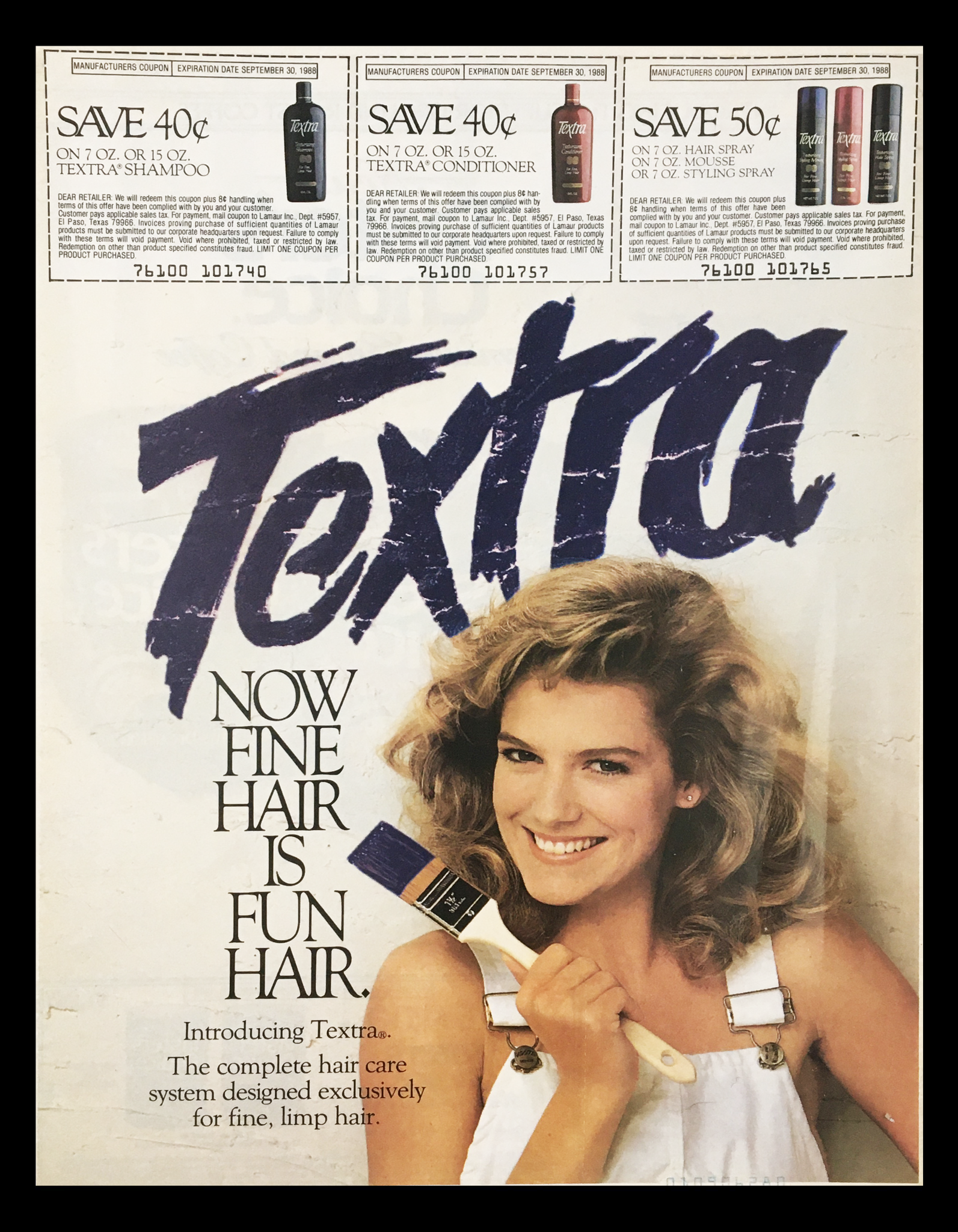 1988 Textra Shampoo & Conditioner Circular Coupon Advertisement