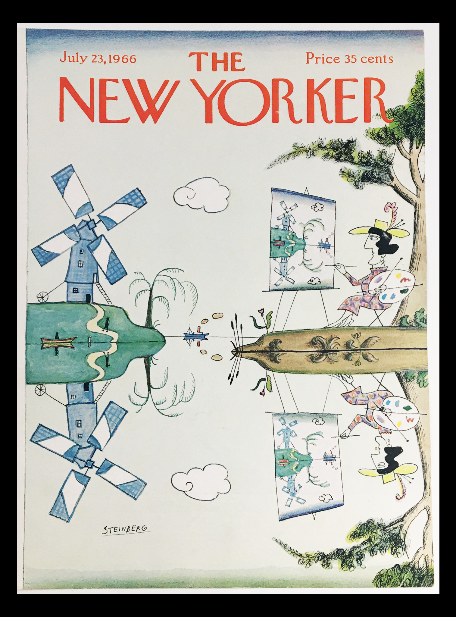 COVER ONLY The New Yorker July 23 1966 Full Cover Theme by Saul Steinberg