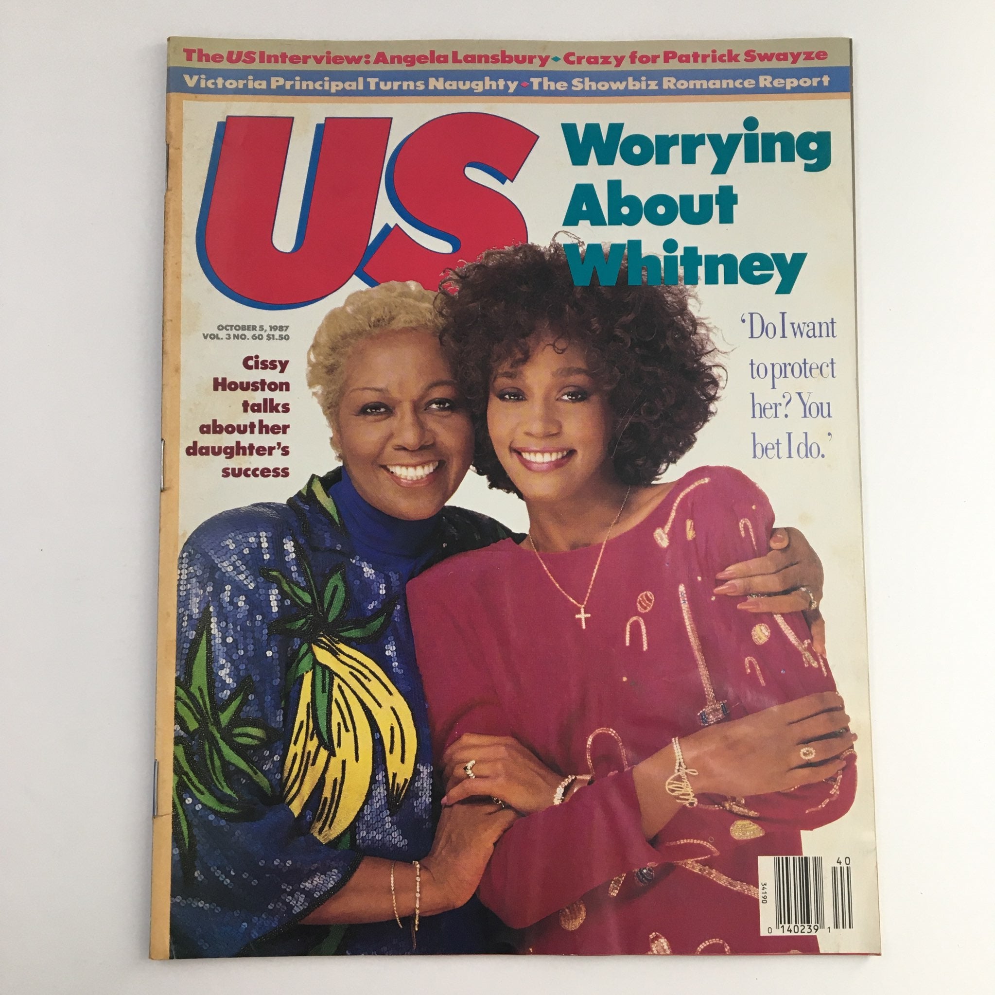 US Magazine Vol 3 #60 dated October 5, 1987 featuring Cissy Houston and Whitney Houston on the cover. The image showcases the mother-daughter duo in colorful outfits, highlighting their bond and Whitney's rise to fame.