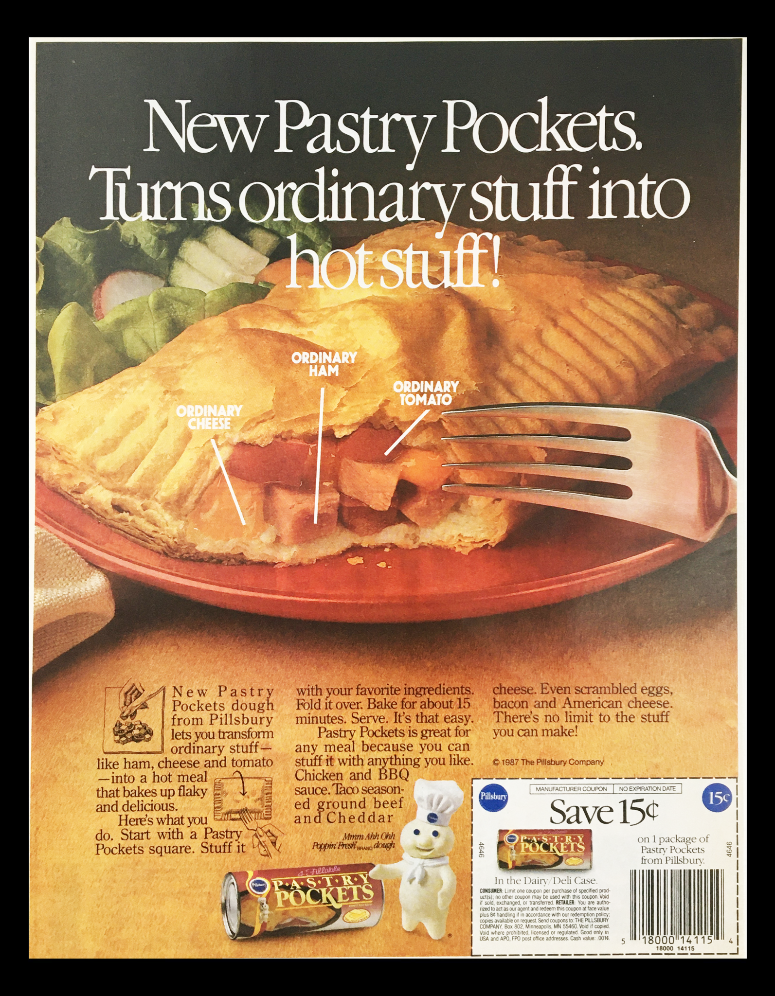 1987 Pillsbury Pastry Pocket Doughs Circular Coupon Advertisement