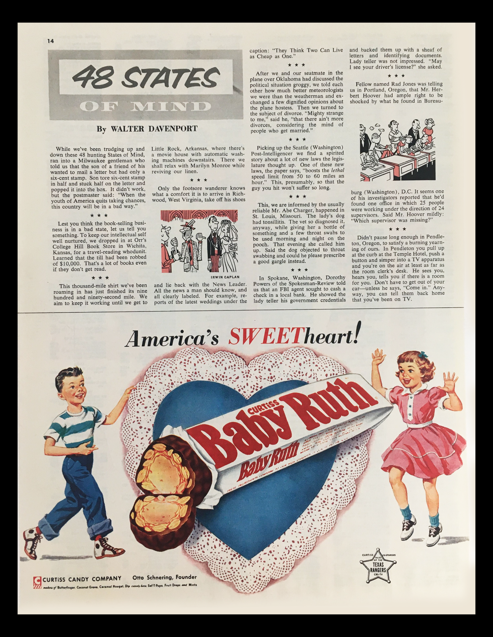 1956 Curtiss Baby Ruth Chocolate Vintage Print Ad