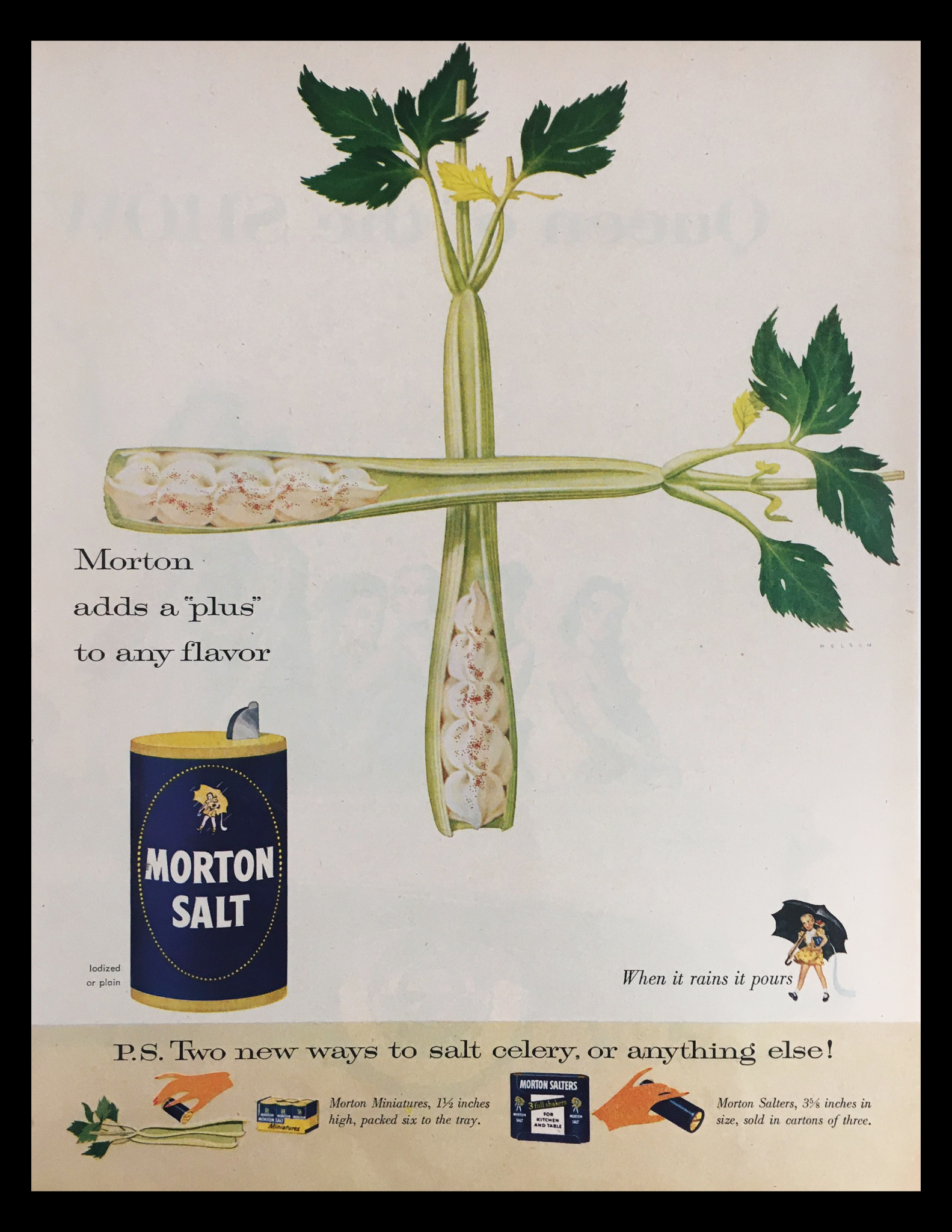 1956 Morton Iodize Plain Salt Vintage Print Ad