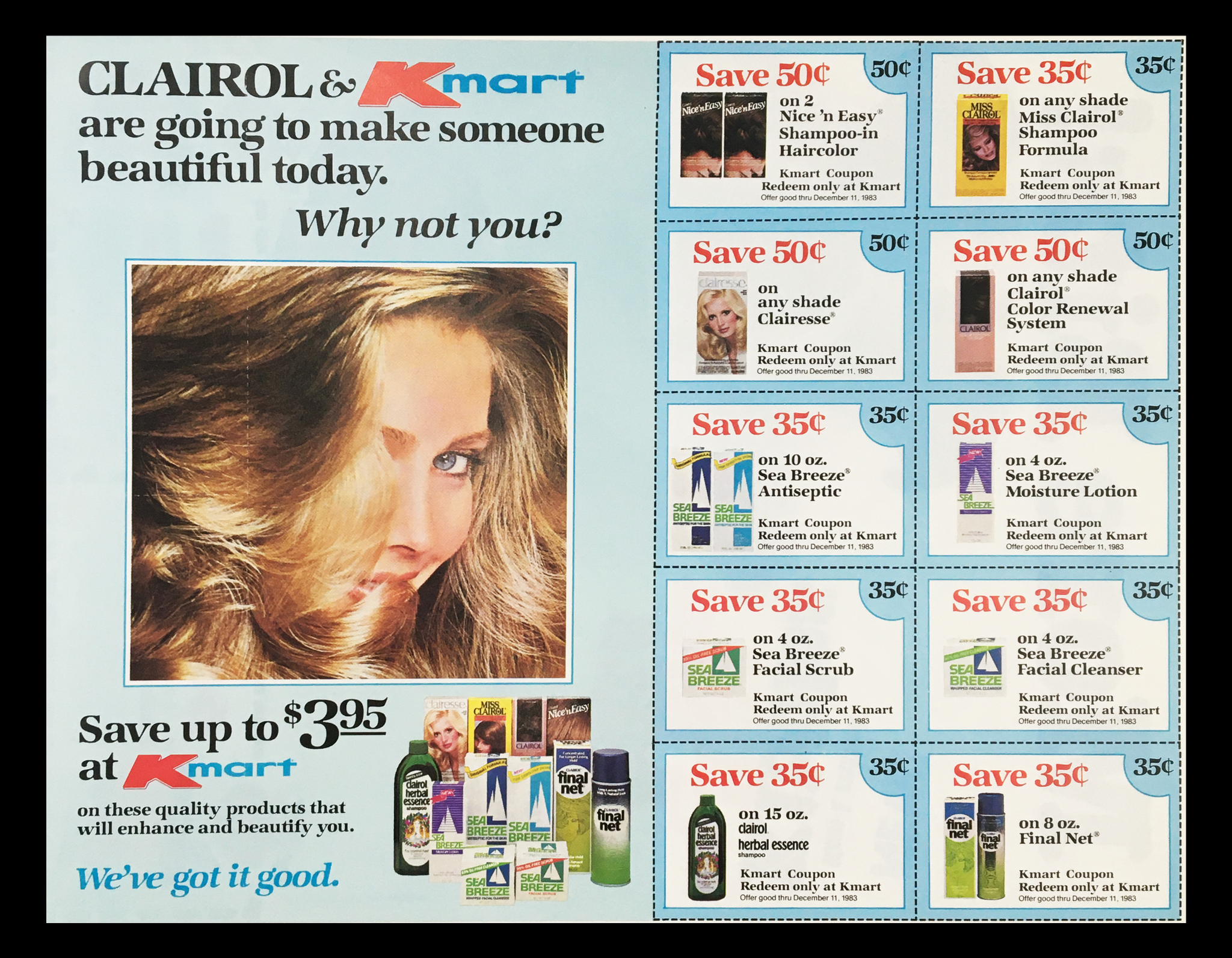 1983 Clairol K-Mart Quality Products Circular Coupon Advertisement