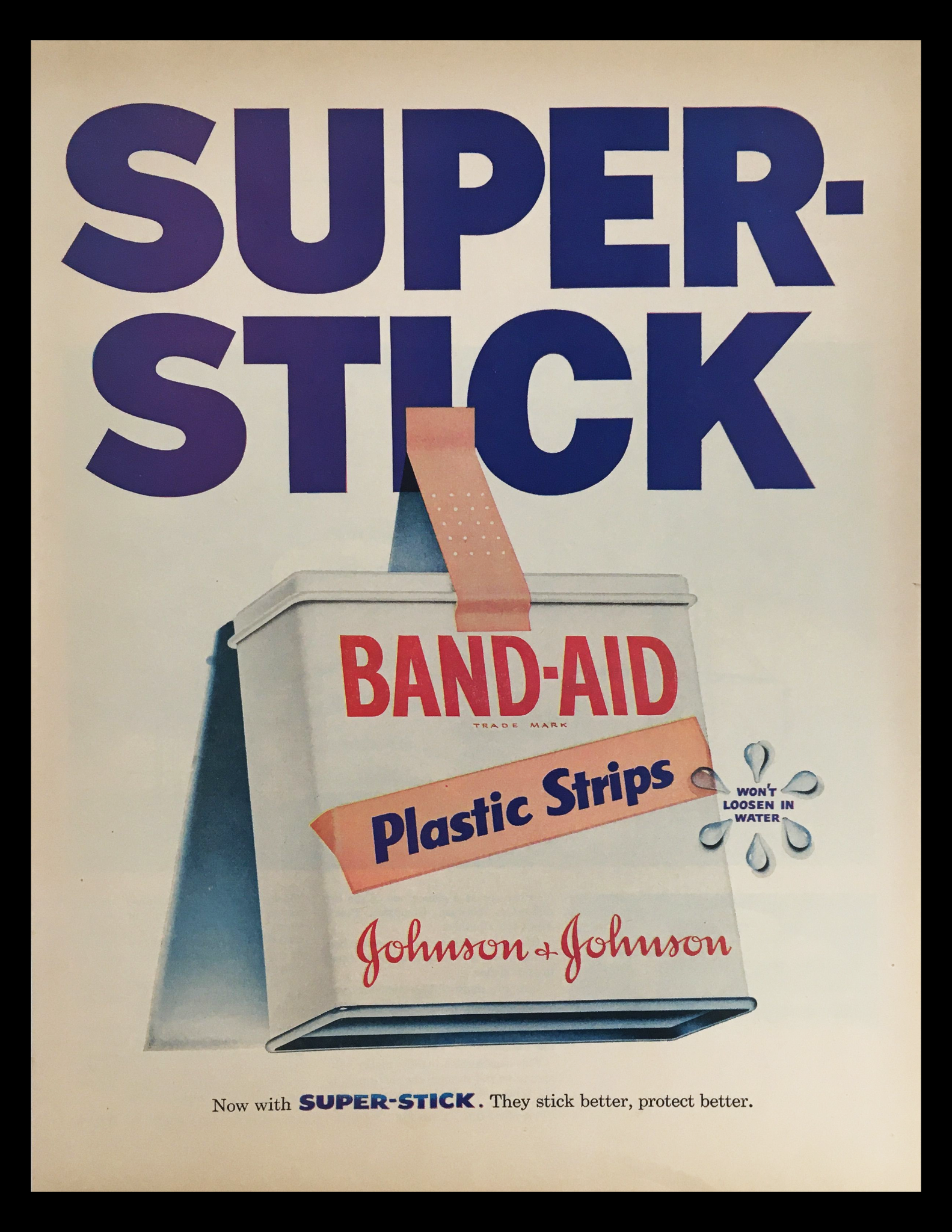 1956 Johnson & Johnson Band-Aid Plastic Strips Vintage Print Ad