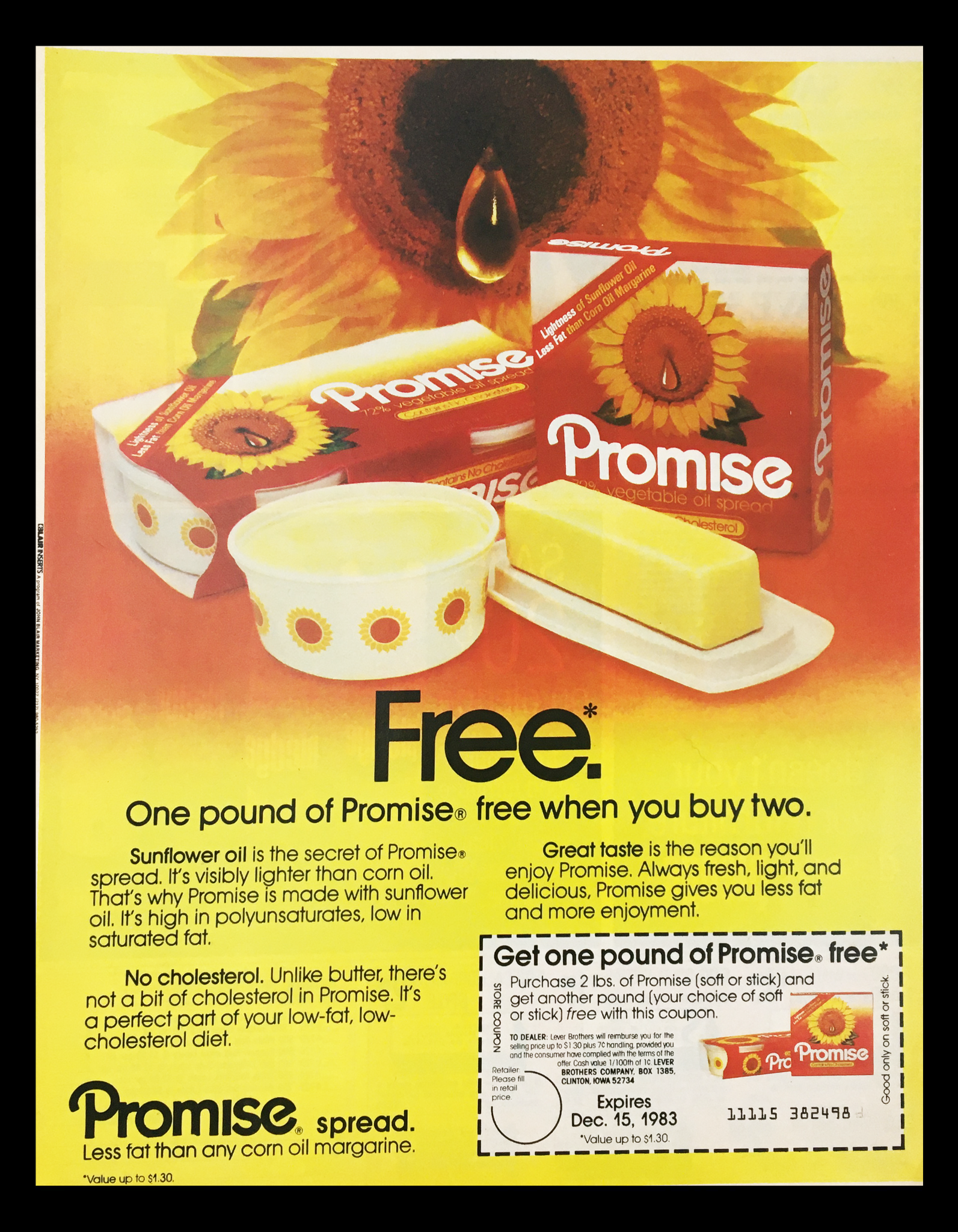 1983 Promise Spread Vegetable Oil Margarine Circular Coupon Advertisement