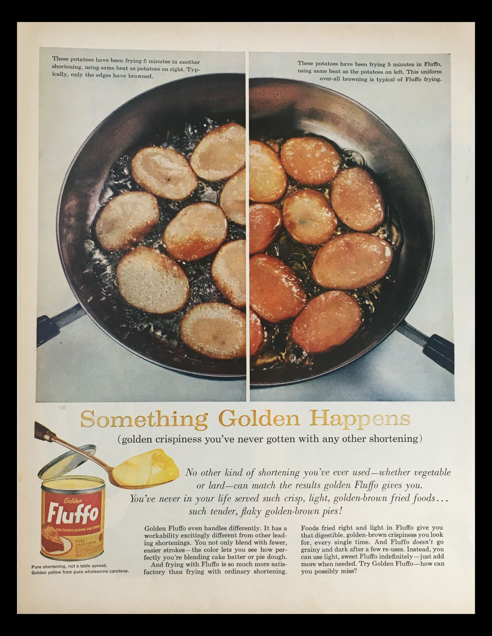 1956 Golden Fluffo Pure Shortening Vintage Print Ad