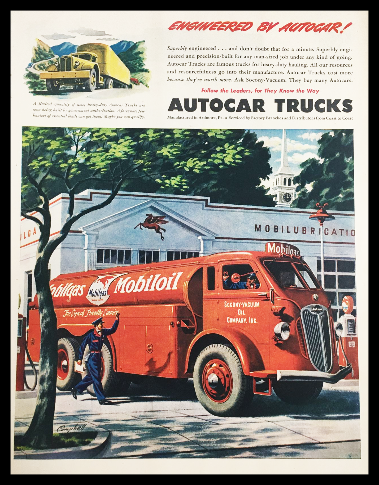 1945 Heavy-Duty Autocar Trucks Vintage Print Ad