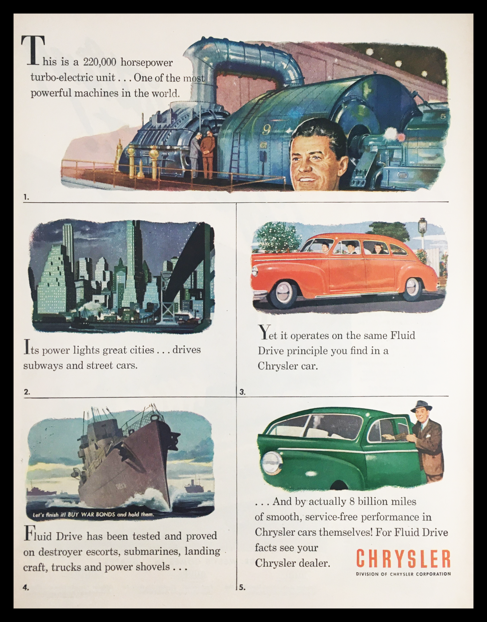 1945 Chrysler Fluid Drive Vintage Print Ad