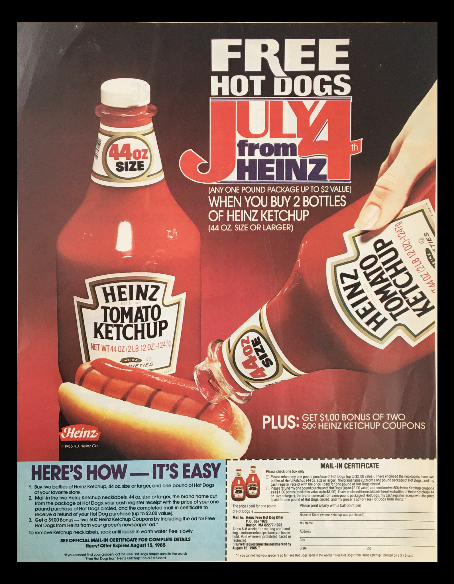 1985 Heinz Tomato Ketchup Circular Coupon Advertisement