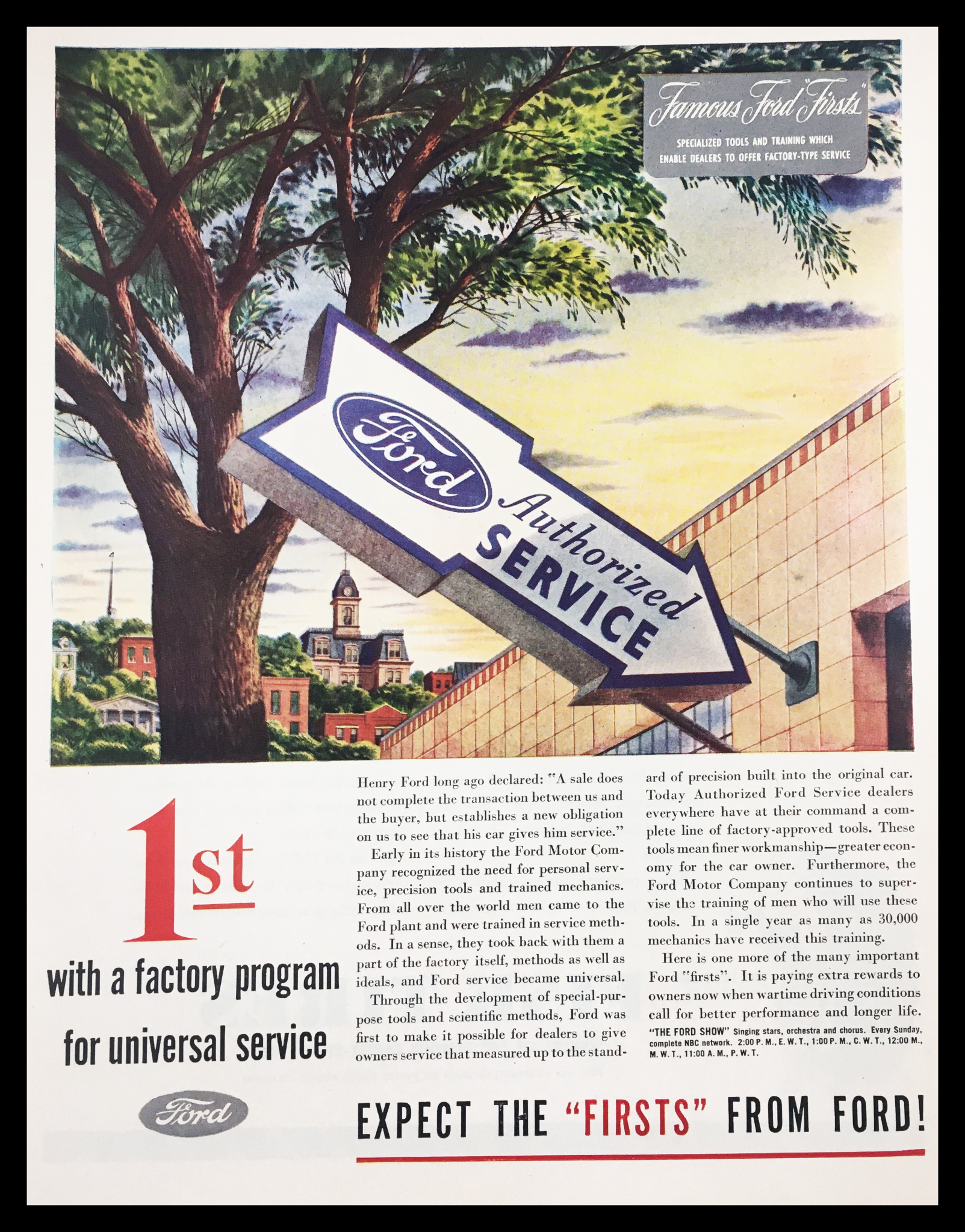 1945 Ford Authorized Services Vintage Print Ad