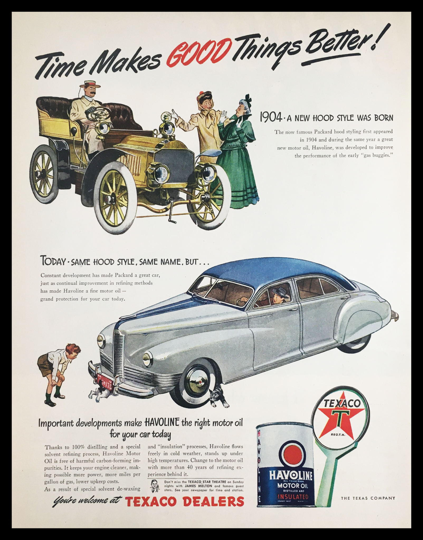 1945 Texaco Havoline Motor Oil Insulated Vintage Print Ad