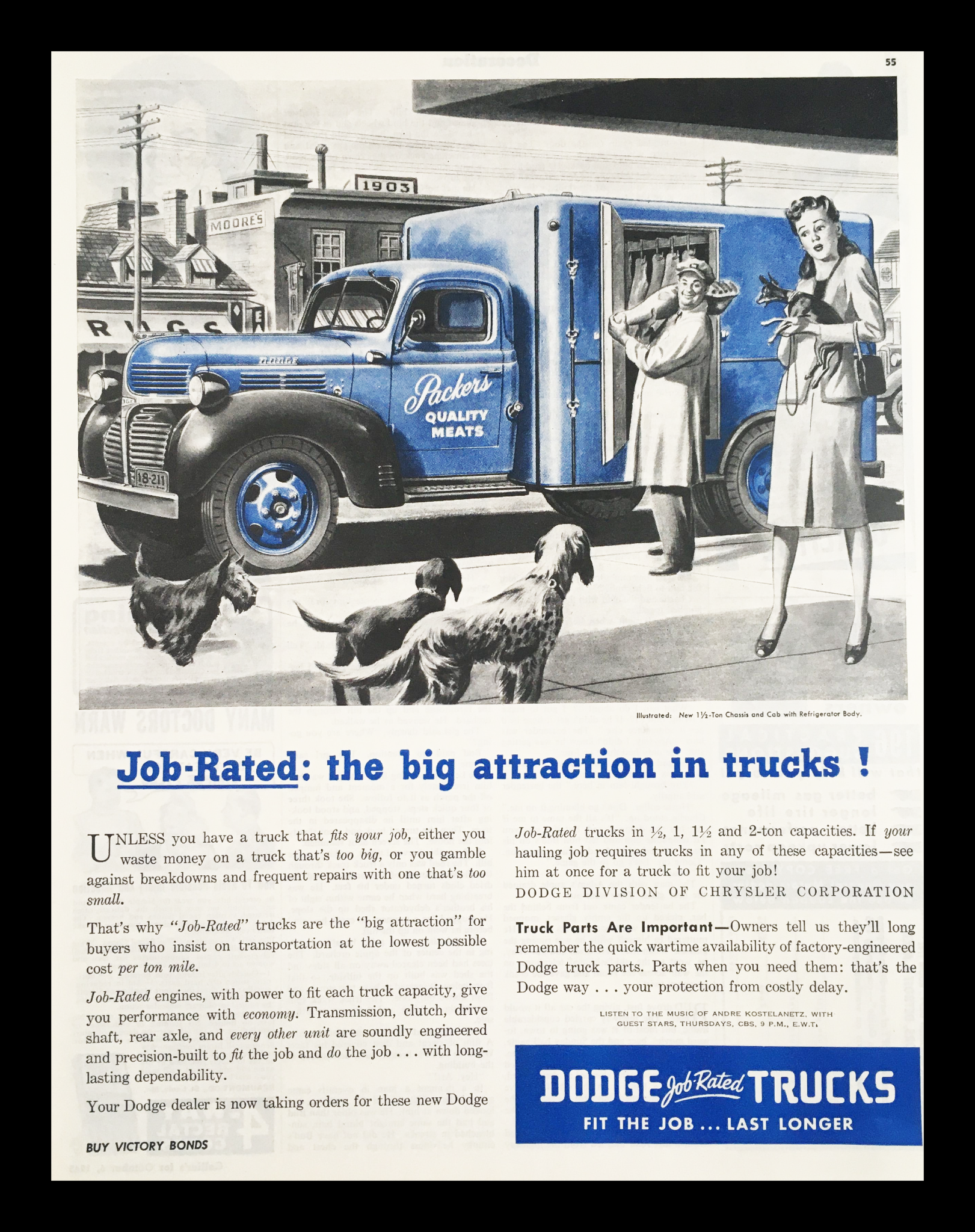 1945 Dodge Trucks Job-Rated Vintage Print Ad