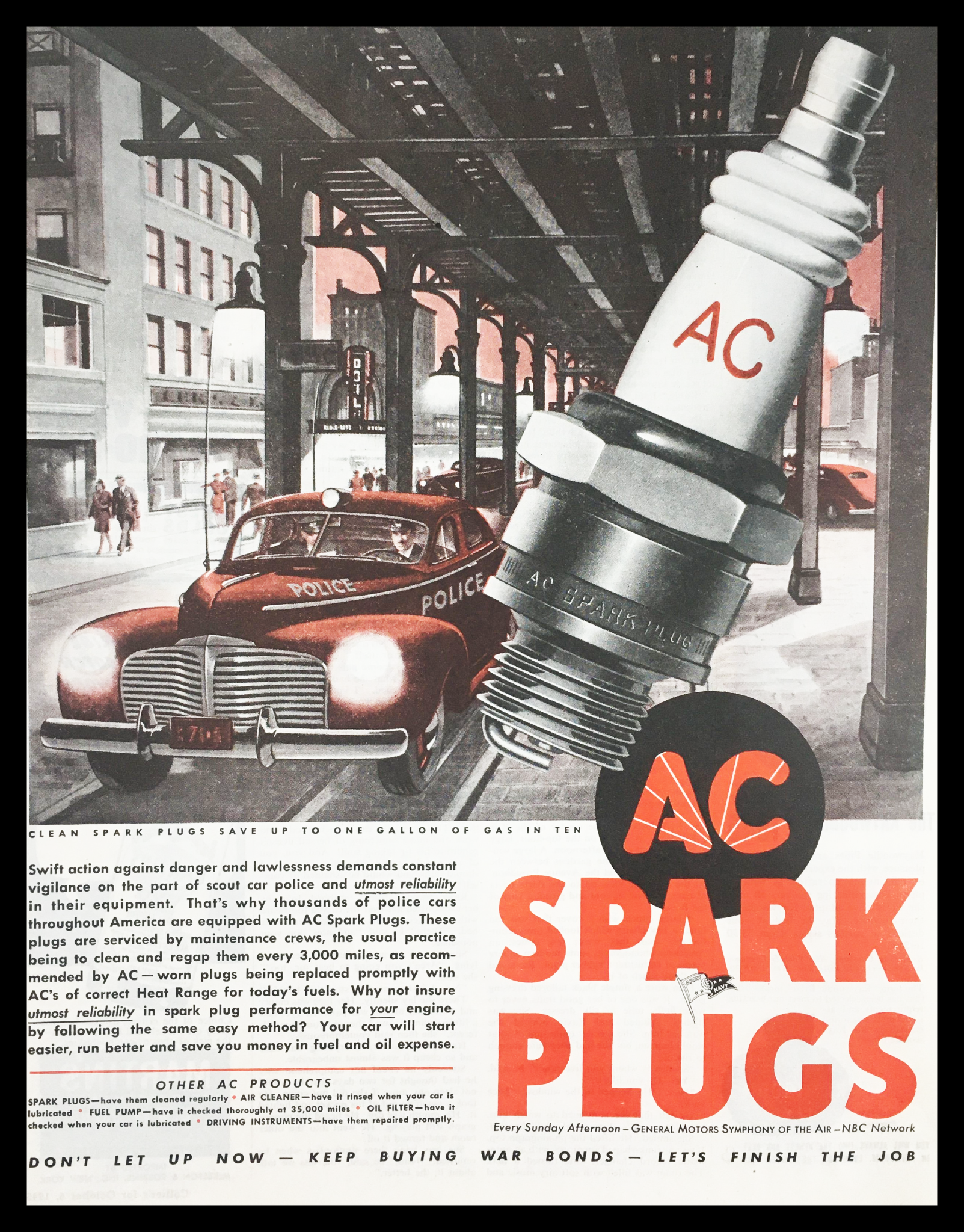 1945 Ac Spark Plugs Vintage Print Ad