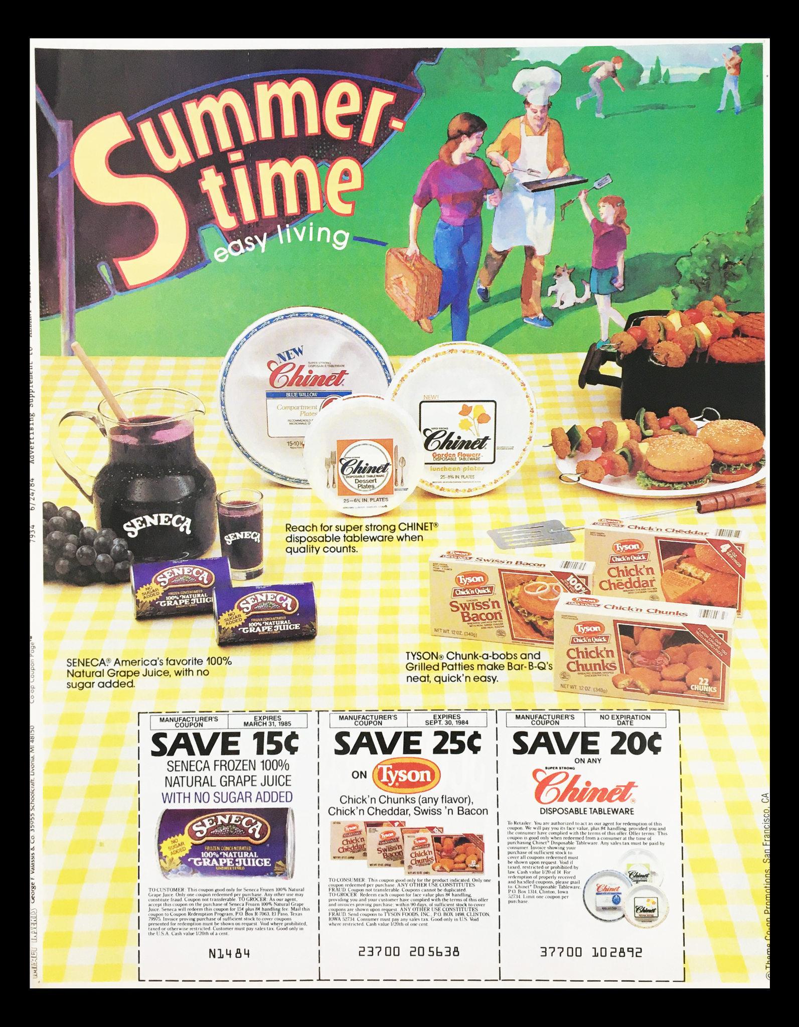 1984 Seneca Summer Time Easy Living Circular Coupon Advertisement