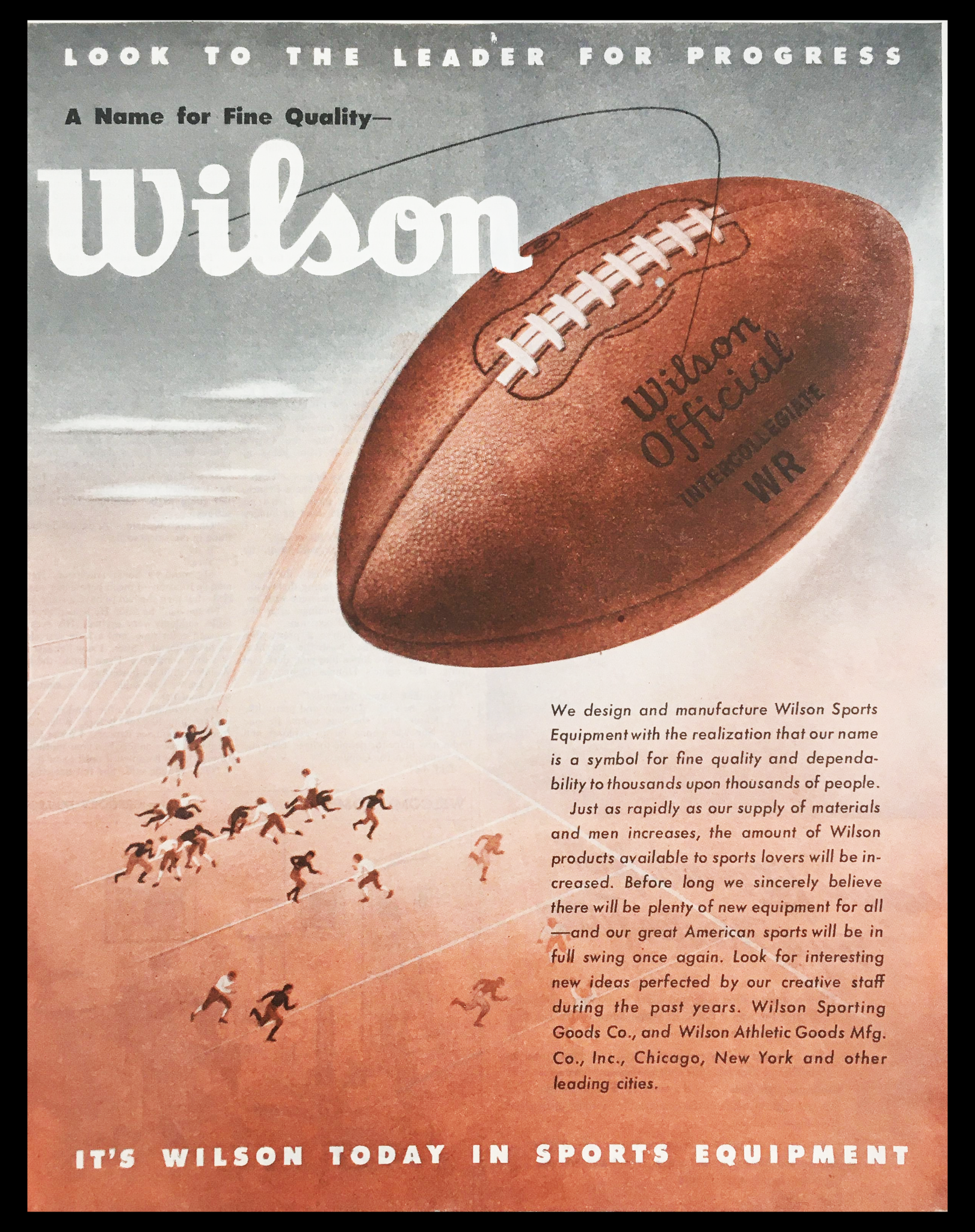 1945 Wilson Sports Equipment Vintage Print Ad