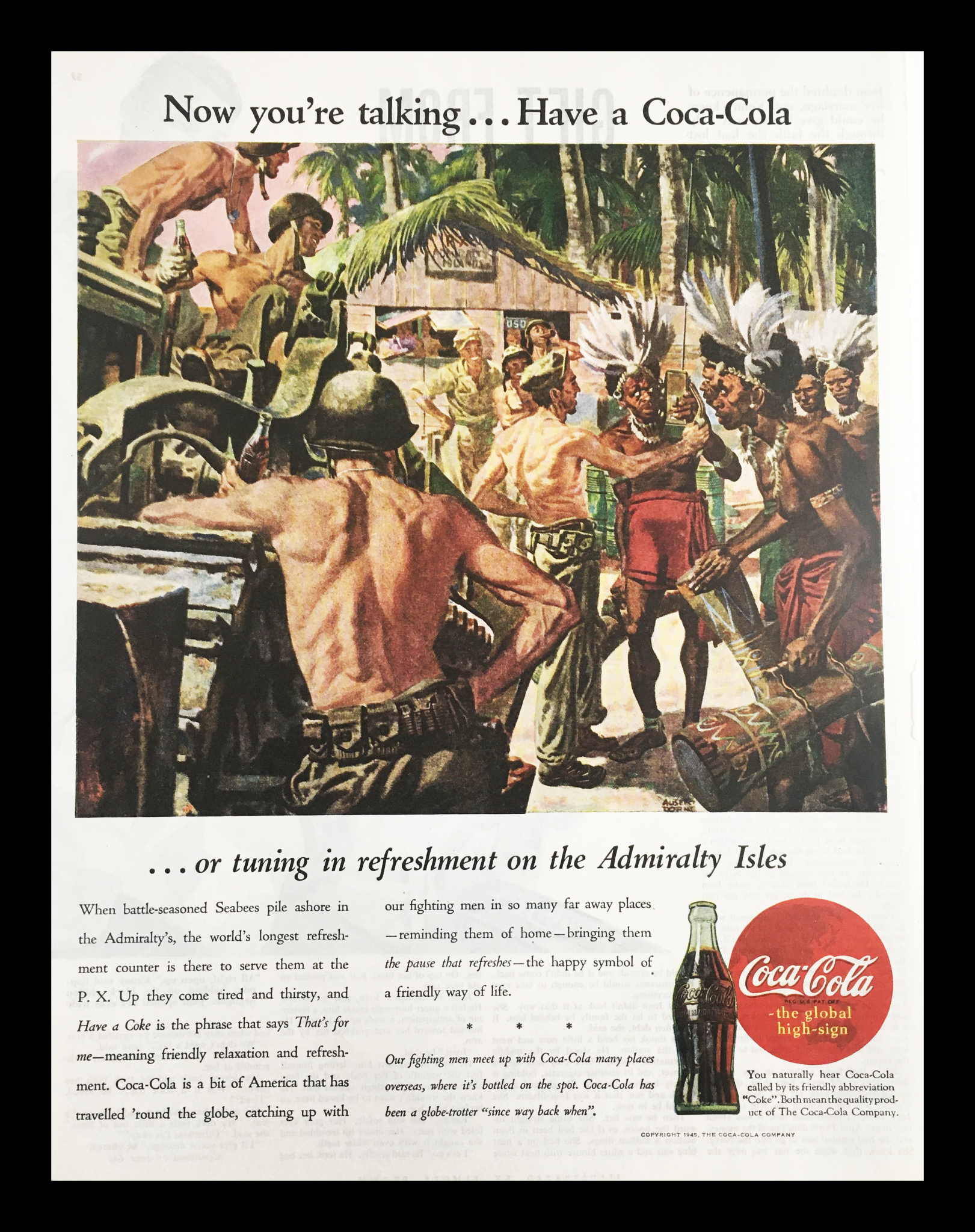 1945 Coca-Cola Admiralty Isles Coke Vintage Print Ad