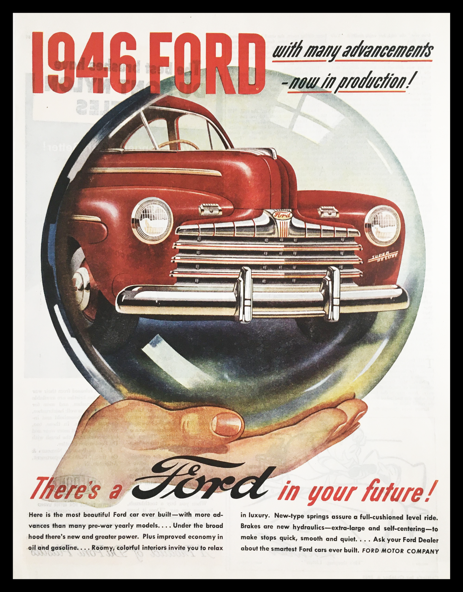 1945 Ford Economy Car Vintage Print Ad