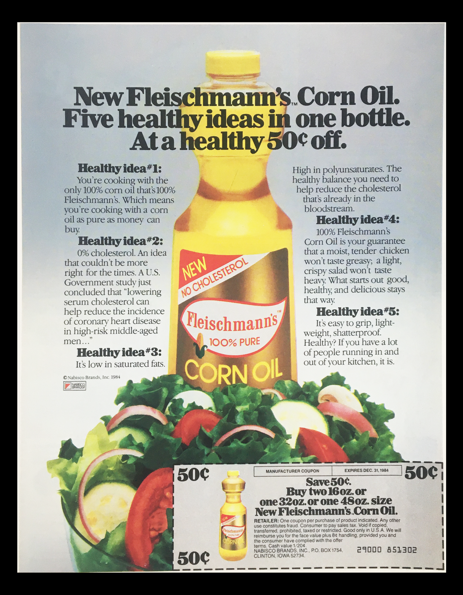 1984 Fleischmann's Pure Corn Oil Circular Coupon Advertisement