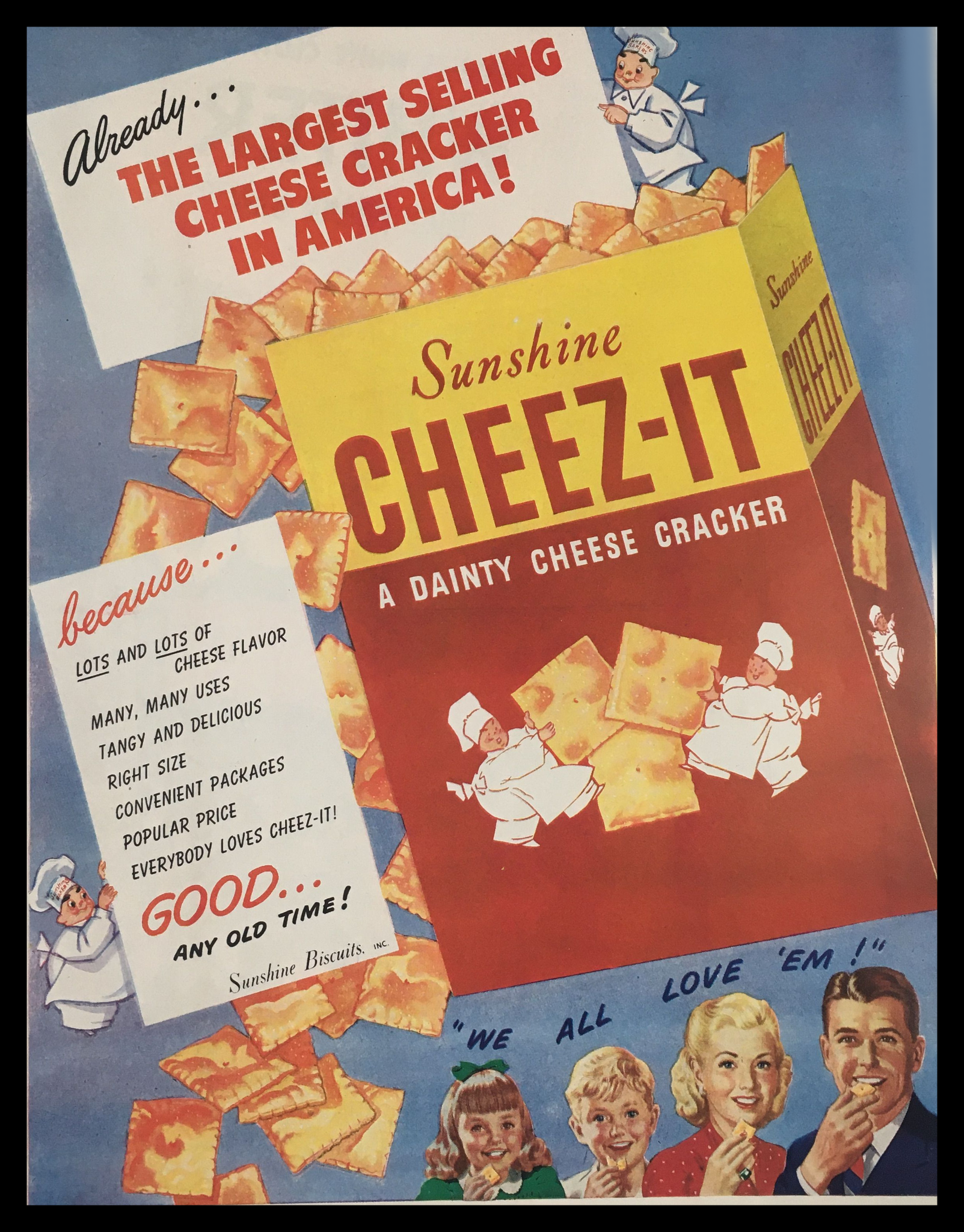 1945 Sunshine Cheez-It Cheese Cracker Vintage Print Ad