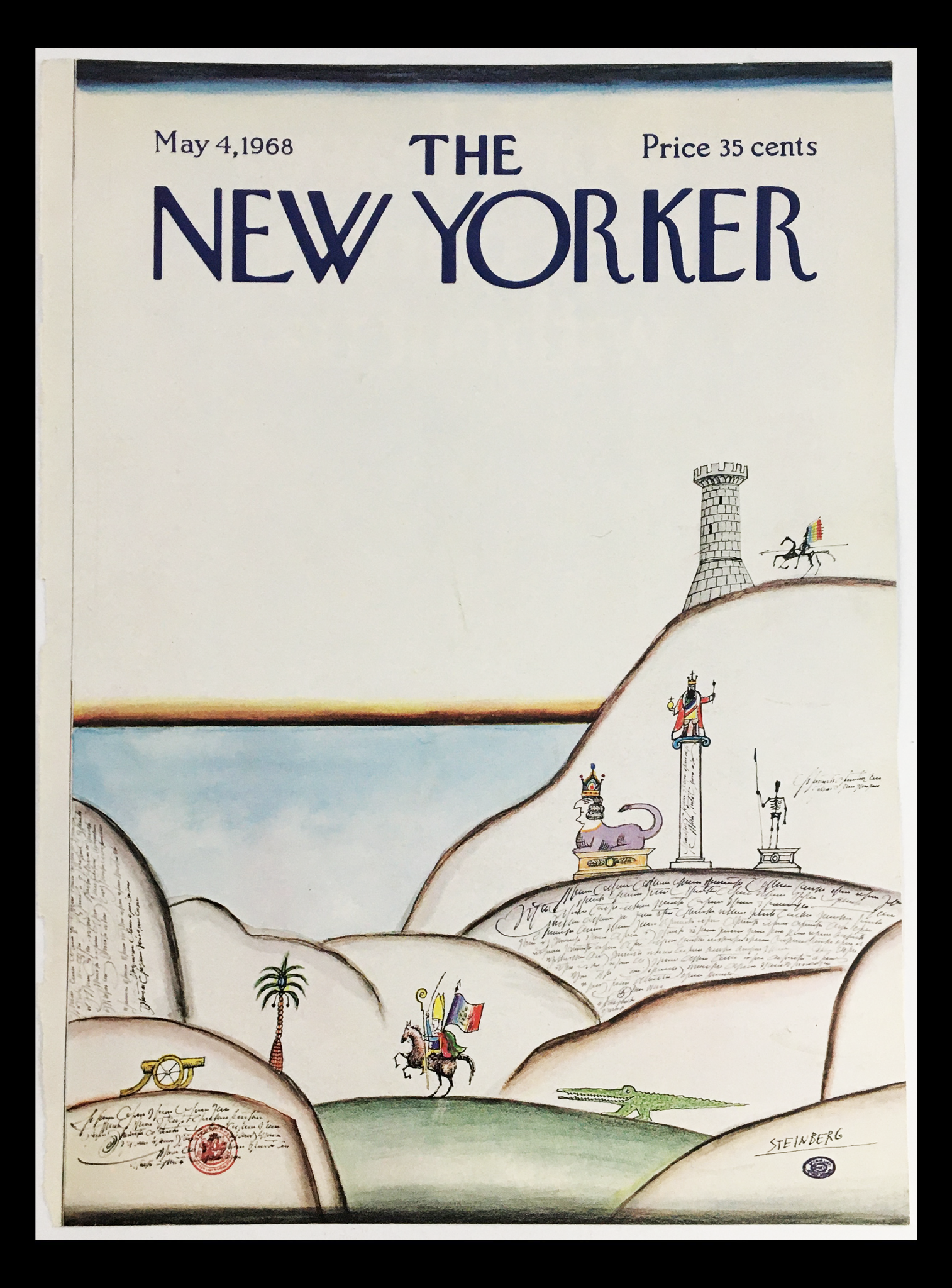 COVER ONLY The New Yorker May 4 1968 Full Cover Theme by Saul Steinberg