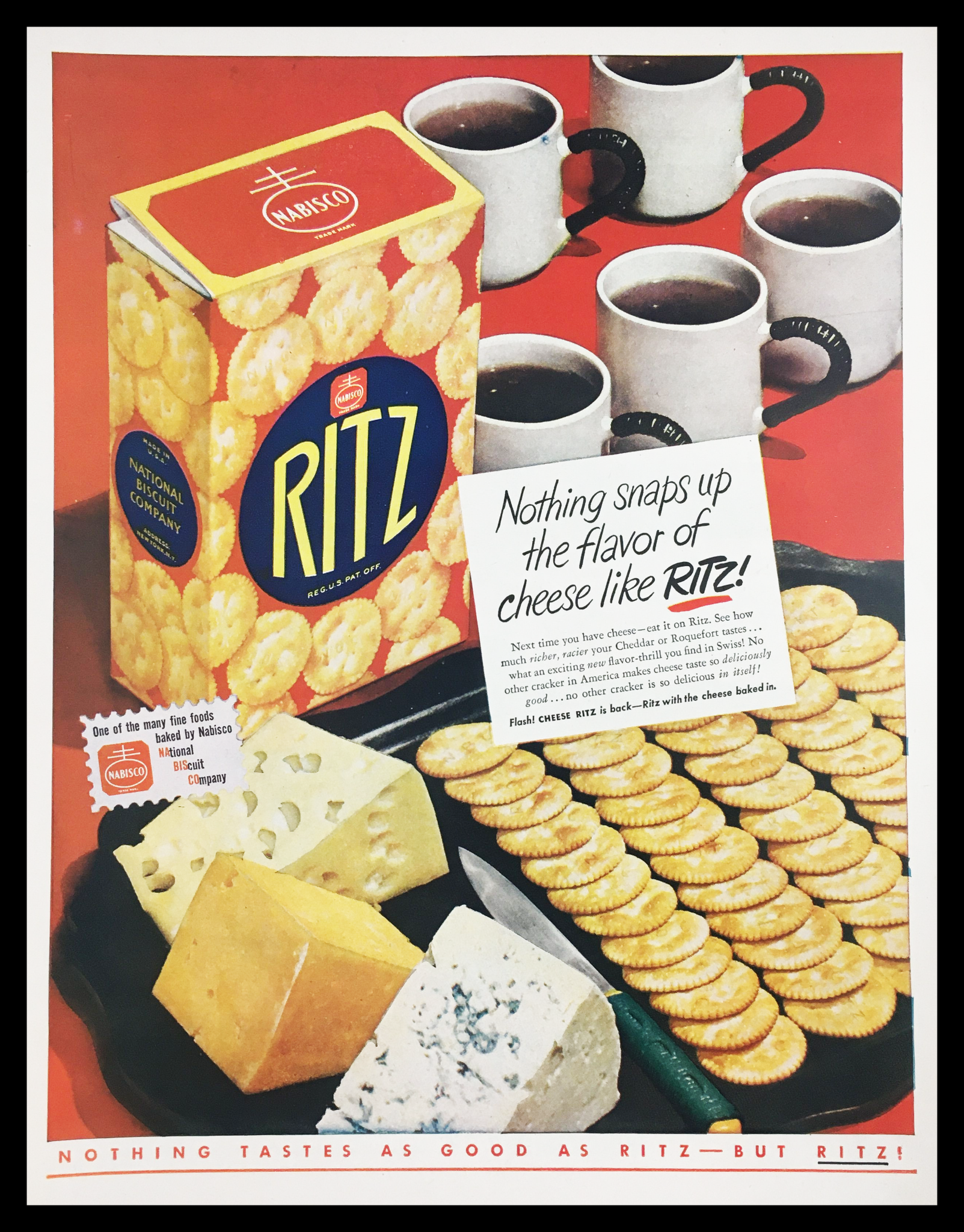 1947 Nabisco Ritz Biscuits Vintage Print Ad