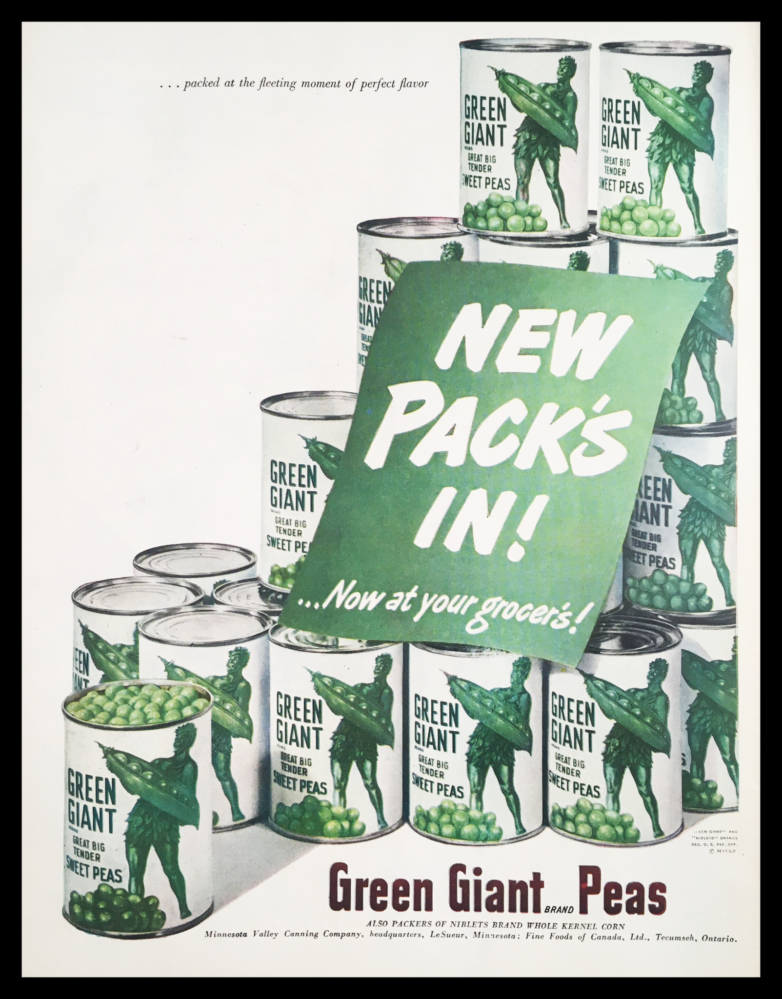 1947 Green Giant Sweet Peas Brand Vintage Print Ad