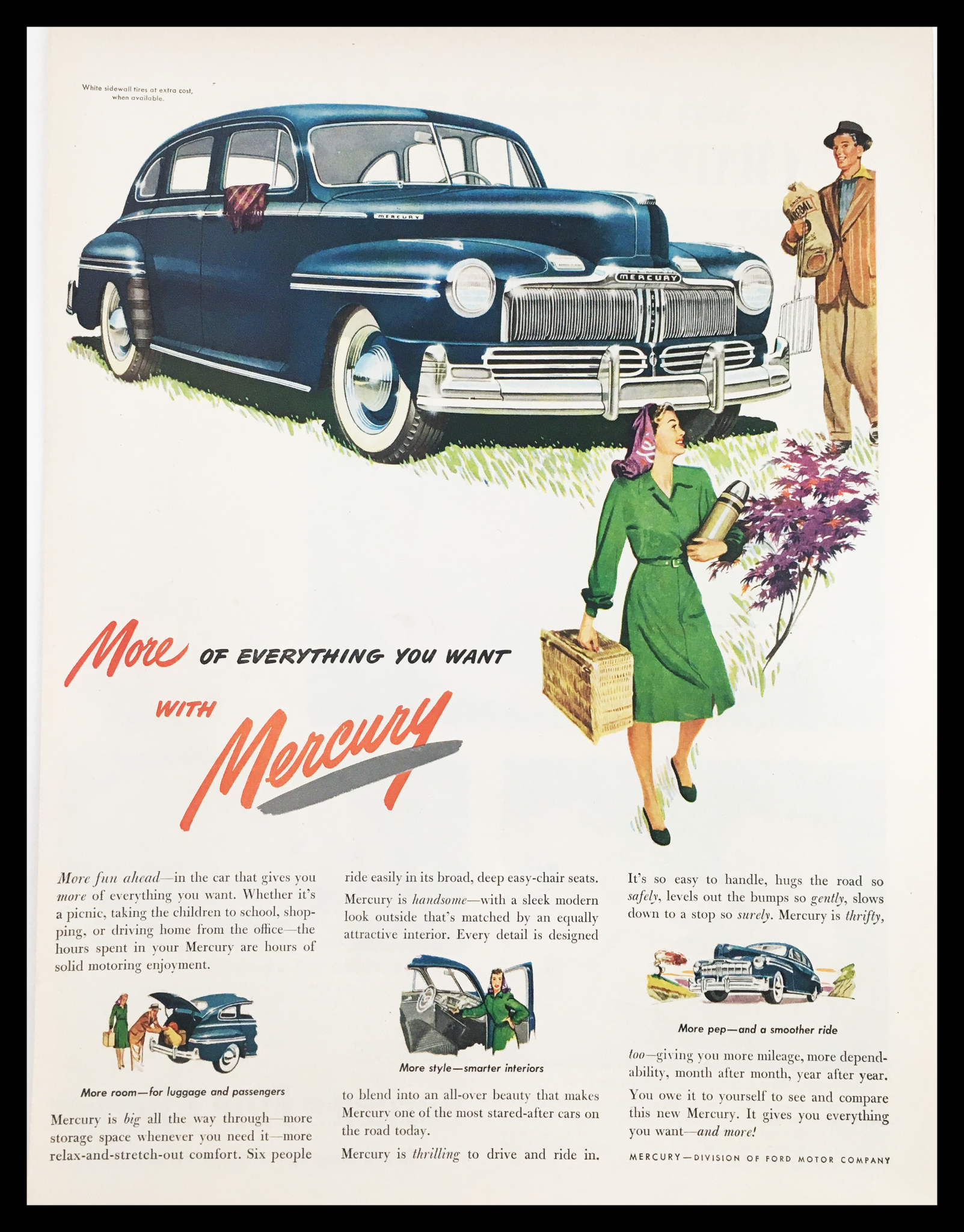 1947 Mercury Smarter Interiors Vintage Print Ad