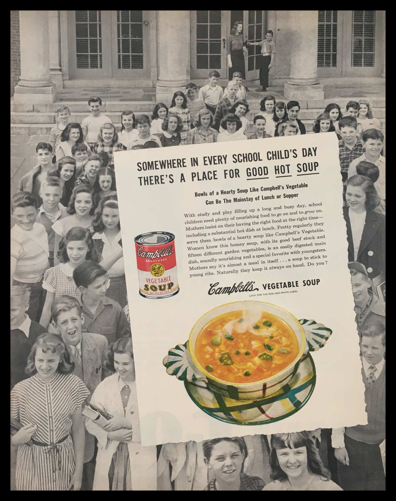 1947 Campbell's Condensed Vegetable Soup Vintage Print Ad