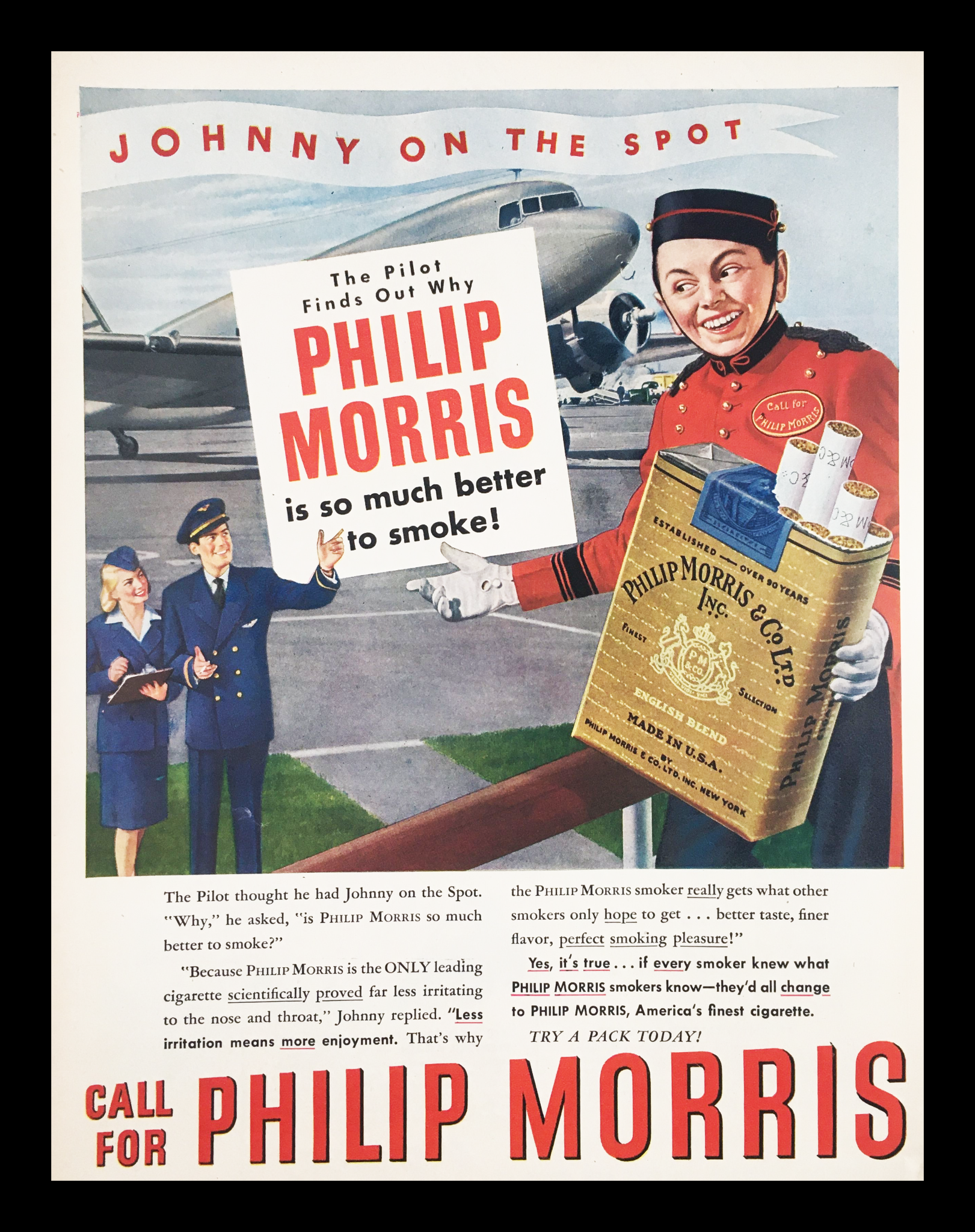 1947 Philip Morris & Co. Ltd. Inc. Cigarettes Vintage Print Ad