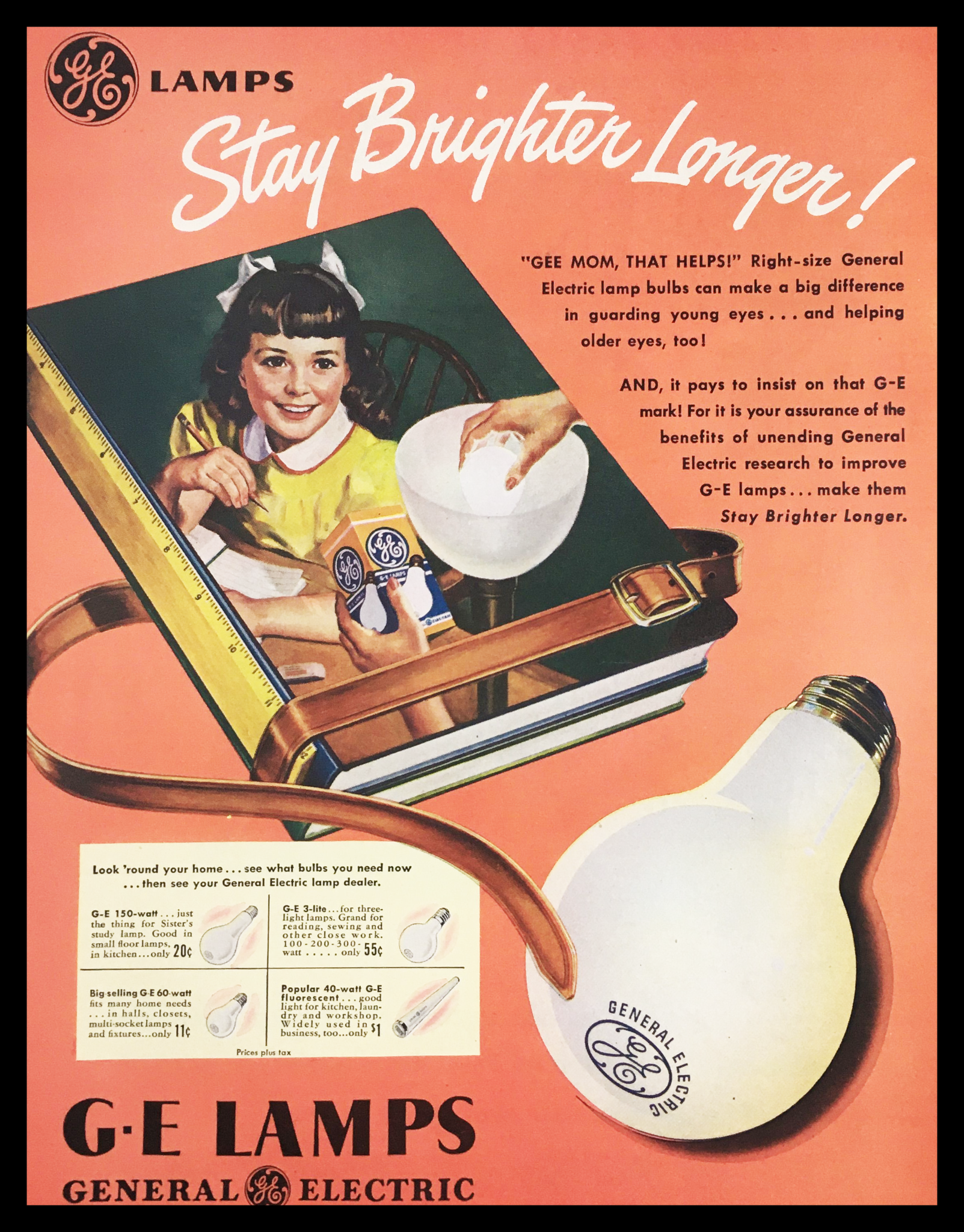 1947 General Electric Lamps Vintage Print Ad